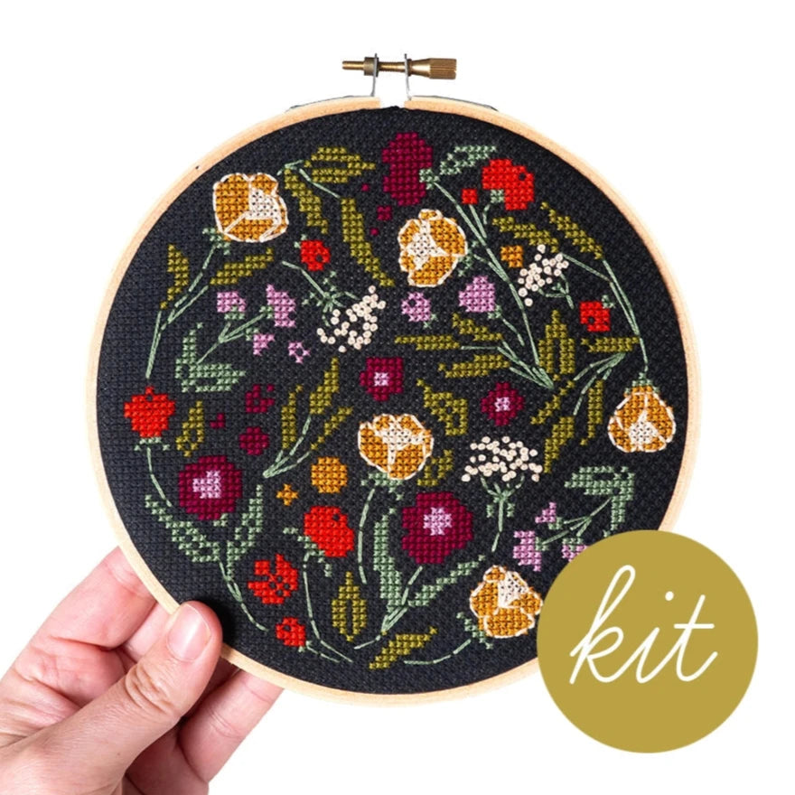Spring Fling Cross Stitch Kit for Beginners - DIY Floral Embroidery Kit with Pattern, Thread & Needle - Perfect for Home Decor, Gifts & Relaxation