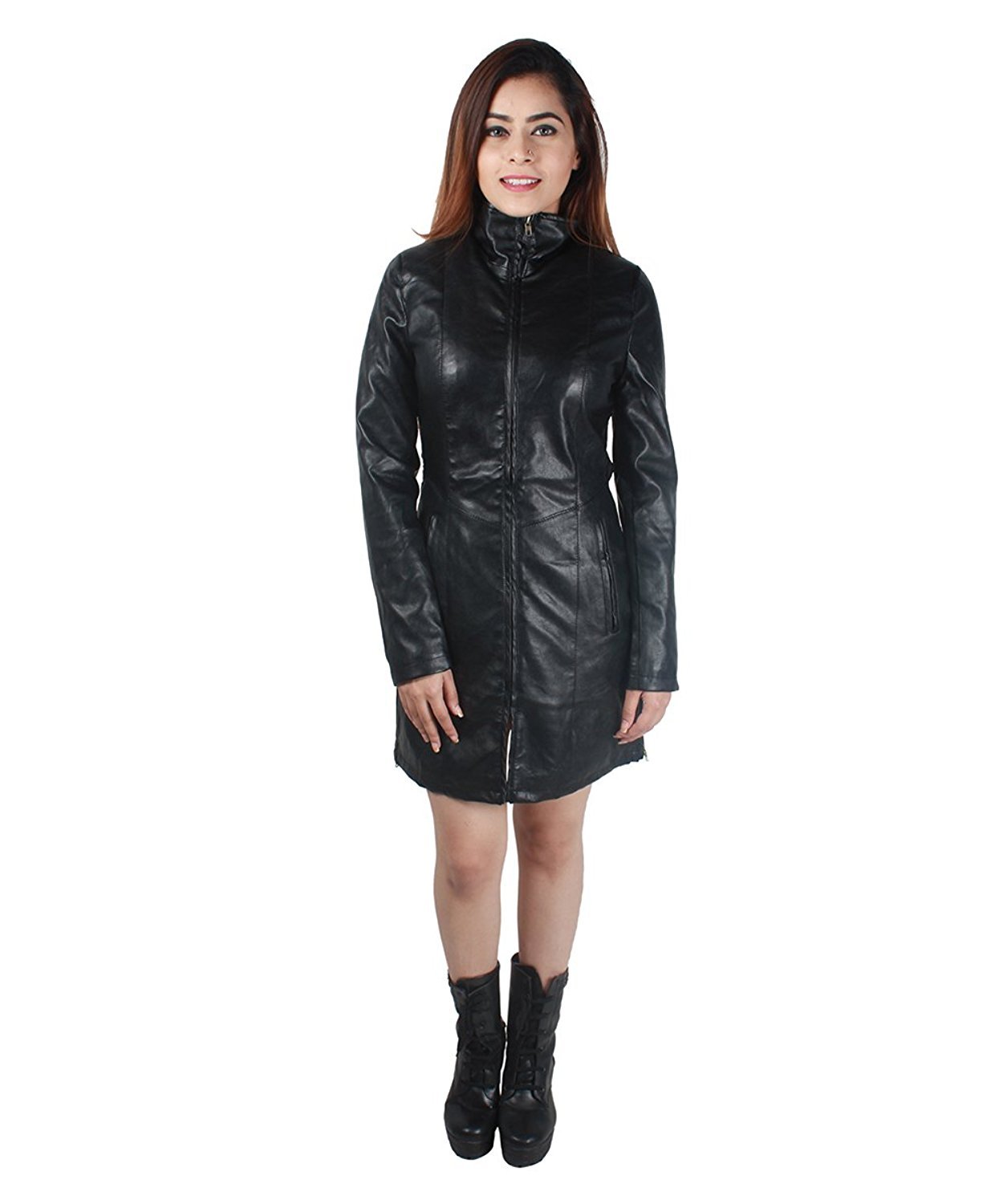 Genuine Leather Jacket for Women - SID Black Lightweight Motorcycle Biker Coat | Stylish Long Jacket for Riding, Casual Outfits & Night Out