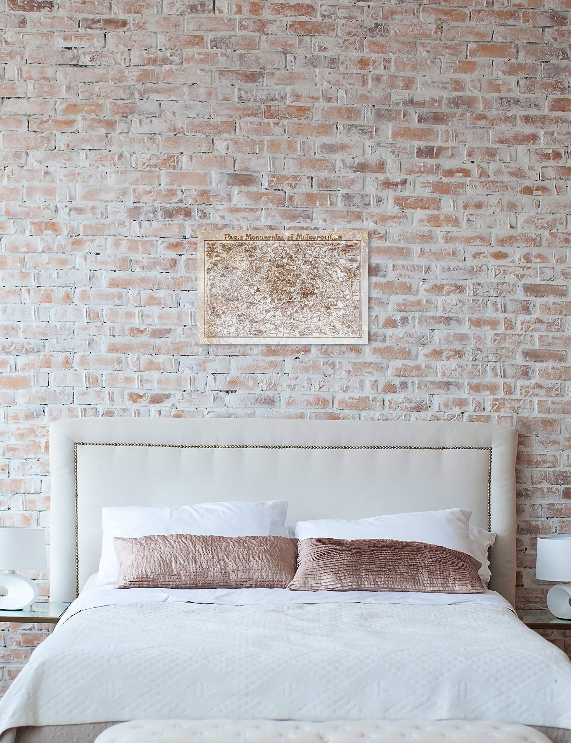 Dusty Paris Map Wall Art Canvas Print - 30