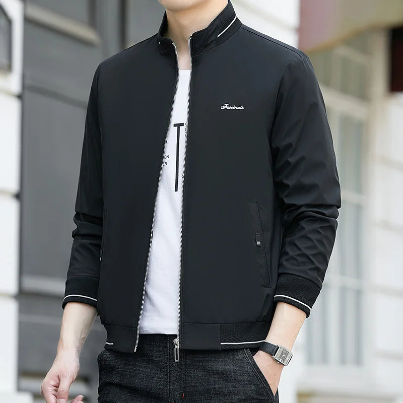 8XL Men's Windbreaker Jacket - Lightweight Autumn Business Casual Slim Coat for Plus Size Men (7XL, 6XL Options) - Perfect for Office Wear, Outdoor Activities & Travel