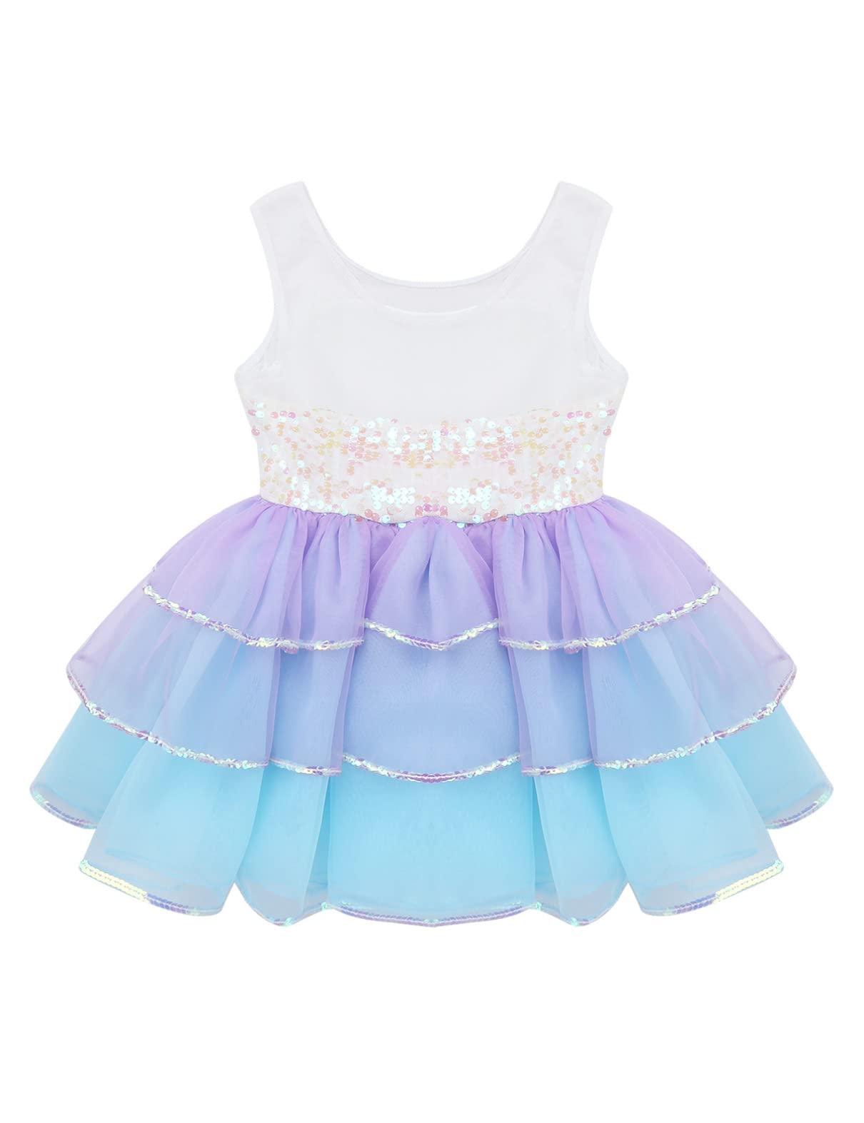 TiaoBug Girls' Ballet Dance Tutu Dress - Shiny Sequins Mesh Ruffled Leotard for Ballet, Gymnastics, Recital & Performance - Perfect for Dance Competitions, Birthday Parties & Photo Shoots
