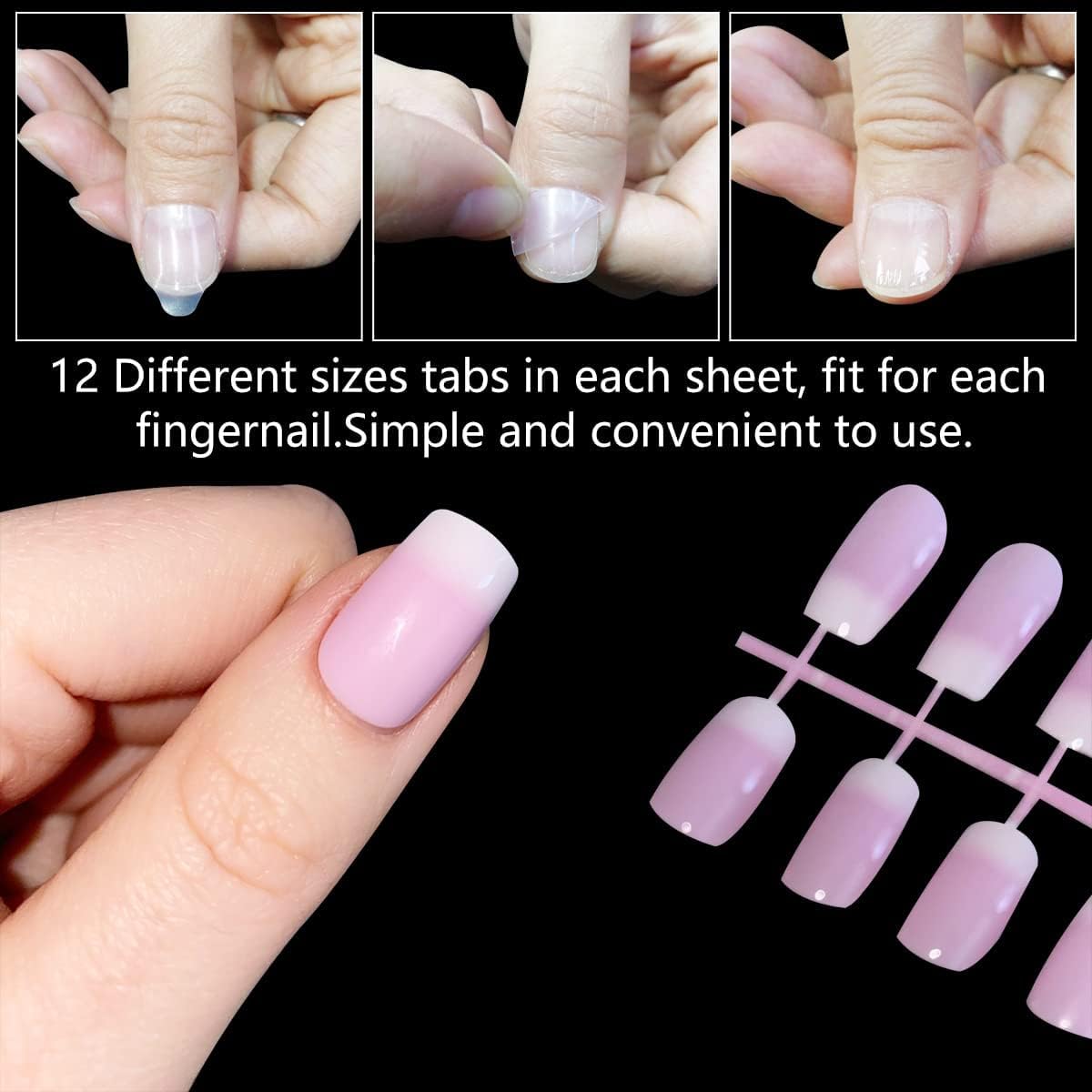 D.B.Z. 5-Piece Double-Sided Nail Adhesive Tabs - Waterproof & Breathable Fake Nail Glue Stickers for Press-On Nails - Includes 5 Orange Sticks - Perfect for Salon, Home Manicures & Nail Extensions