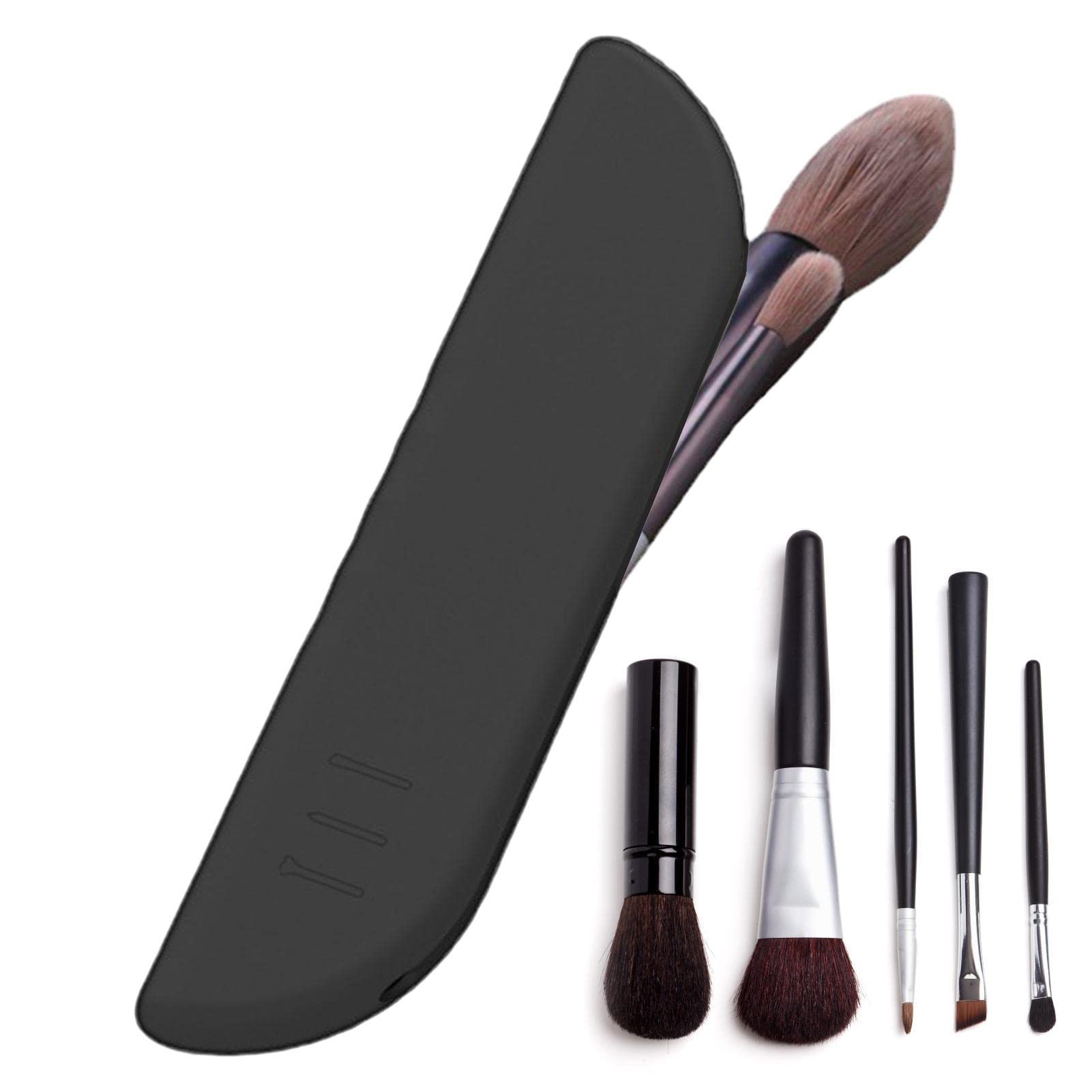 Eubeisaqi Silicone Travel Makeup Brush Holder - Magnetic Closure Cosmetic Brush Organizer for Face & Makeup Brushes | Portable Makeup Bag for Travel, Home & Professional Use