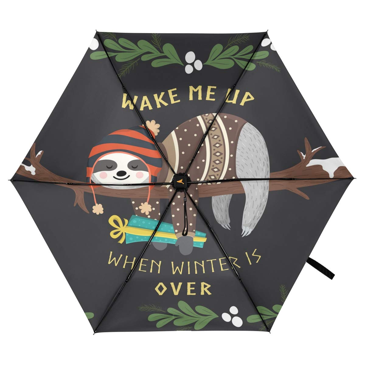 Windproof Travel Umbrella - Cute Baby Sloth Design, Compact Folding Sun & Rain UV Protection Parasol - Perfect for Outdoor Activities, Commuting, and Beach Trips