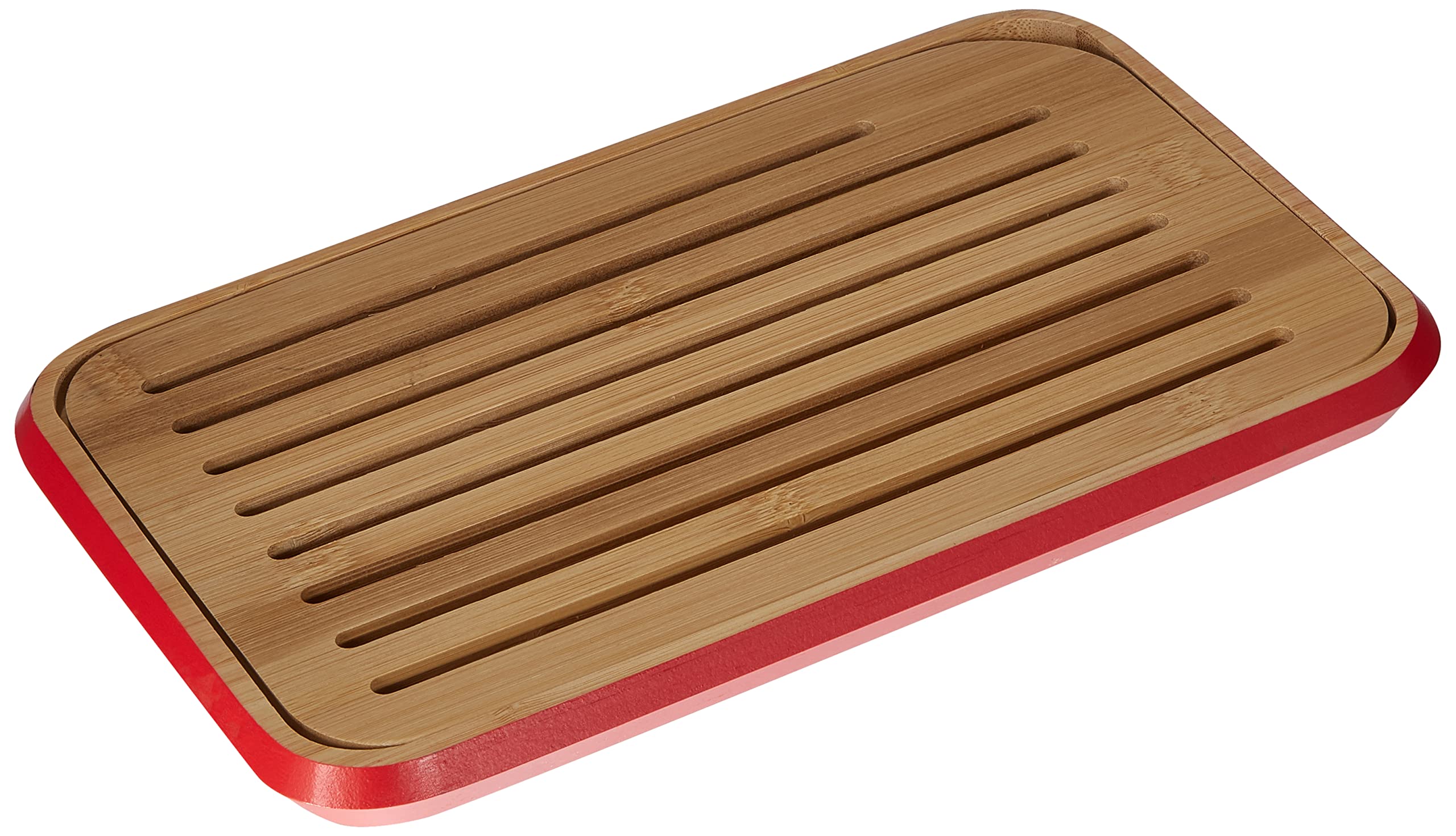 Pebbly Bamboo Bread Board - Natural & Red Wooden Cutting Board for Sourdough, Cheese & Charcuterie - Perfect for Rustic Kitchens & Farmhouse Dining