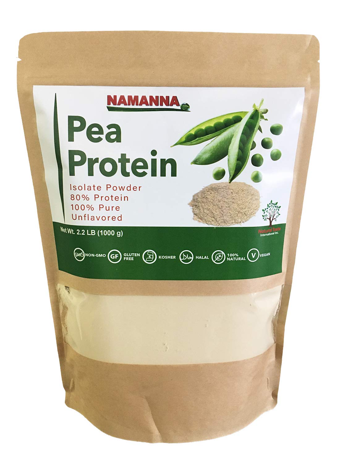 Organic Pea Protein Powder 80% Plant-Based Protein – 2.2 lb, Non-GMO, Vegan, Kosher, Halal, Gluten-Free, Dairy-Free, Soy-Free, Hypoallergenic, Unflavored, Keto & Paleo Friendly – Perfect for Smoothies, Baking & Post-Workout Recovery