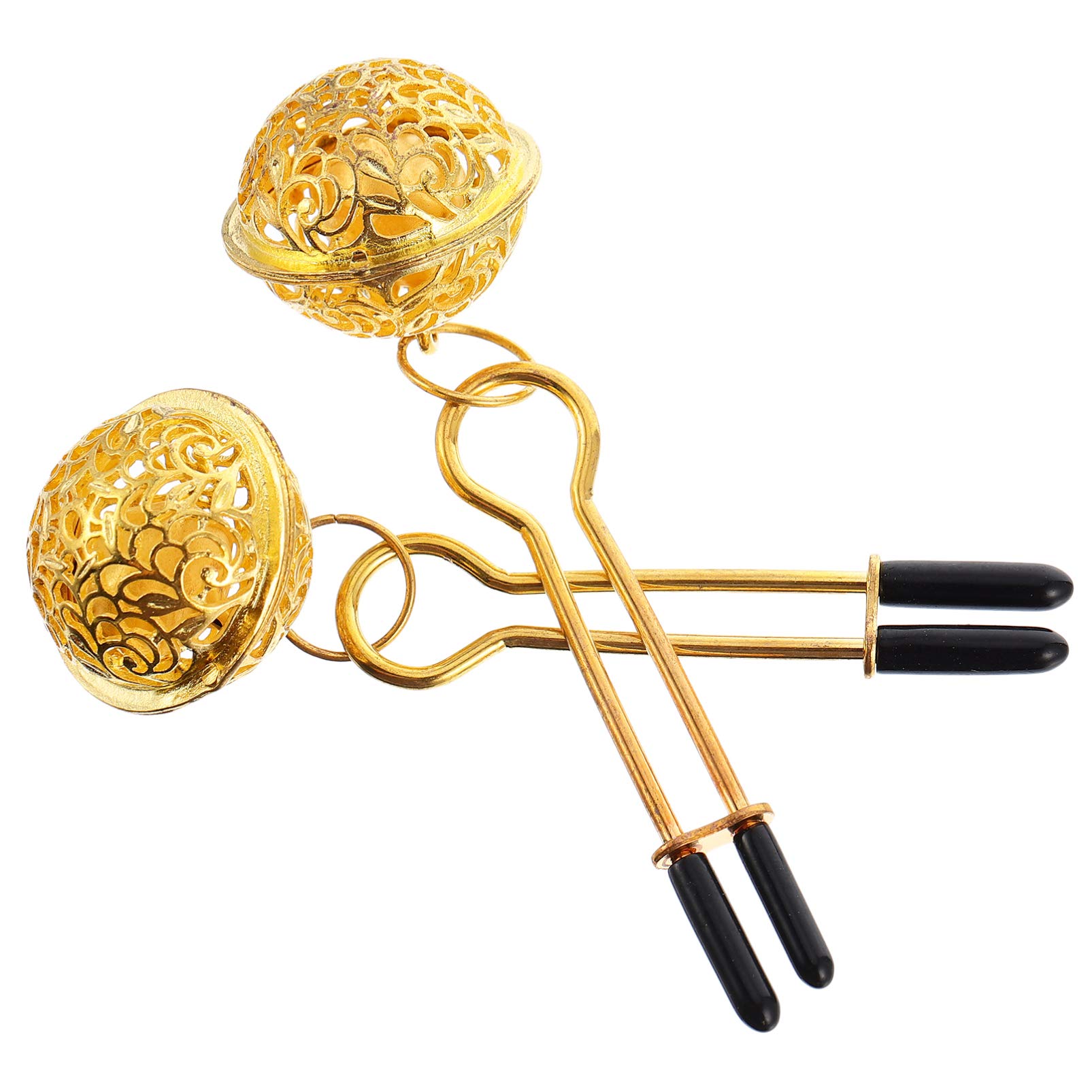 EXCEART Adjustable Nipple Clips with Bell - Golden for Couple Pleasure & Sensual Play