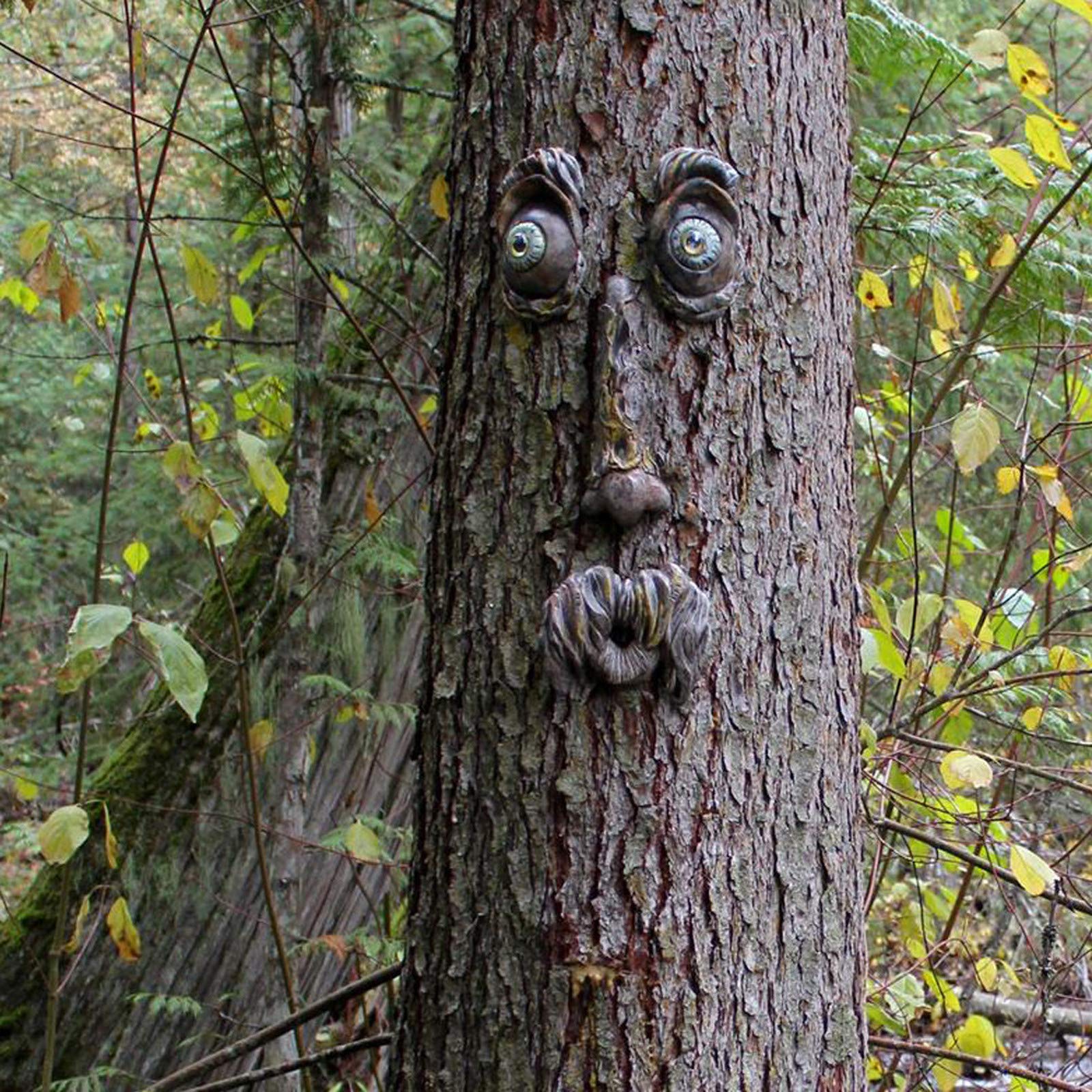 Johtae Tree Faces Decor - Old Man Tree Face Sculpture, Bark Ghost Face Garden Peeker, Creative Outdoor Yard Art for Halloween & Easter Decorations - Perfect for Garden, Patio, and Landscape Decor