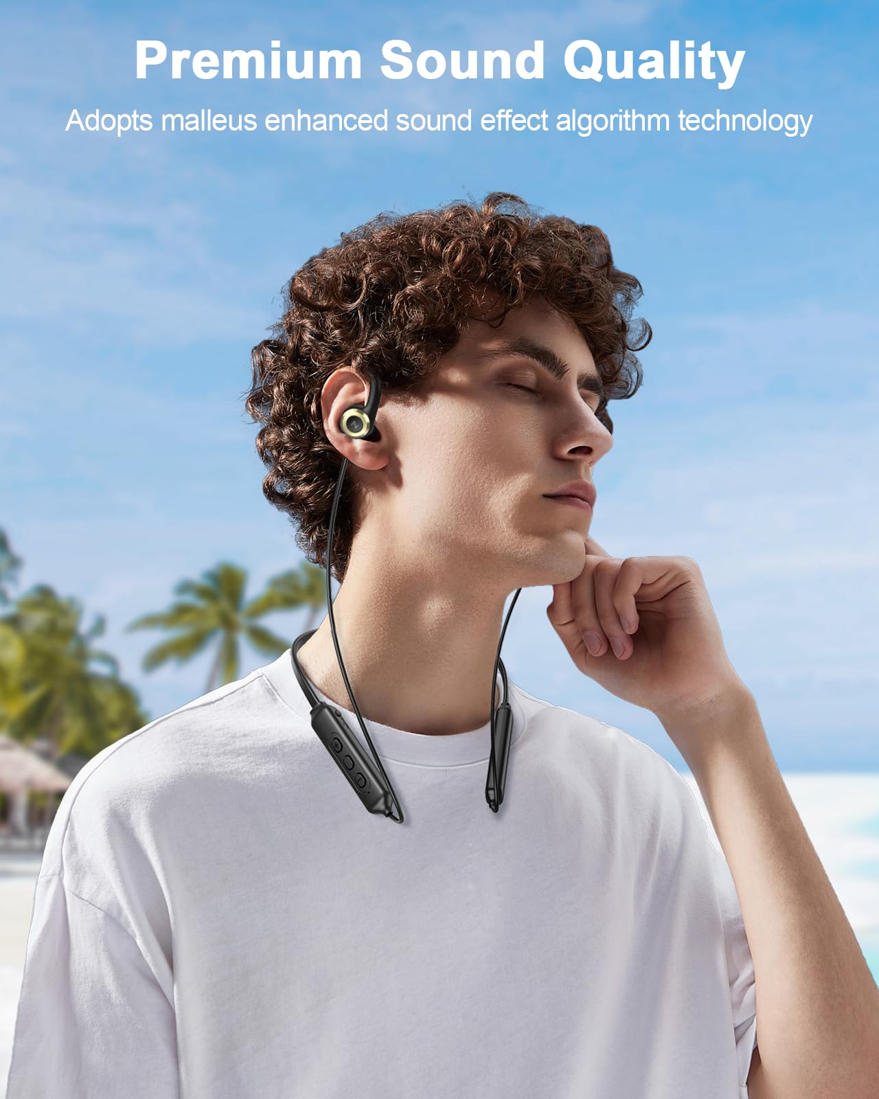 NANAMI Open Ear Wireless Bluetooth Headphones - 15H Playtime, Stereo Sound, IPX5 Waterproof Sports Earbuds with Earhooks - Perfect for Running, Workout, Gym & Outdoor Activities
