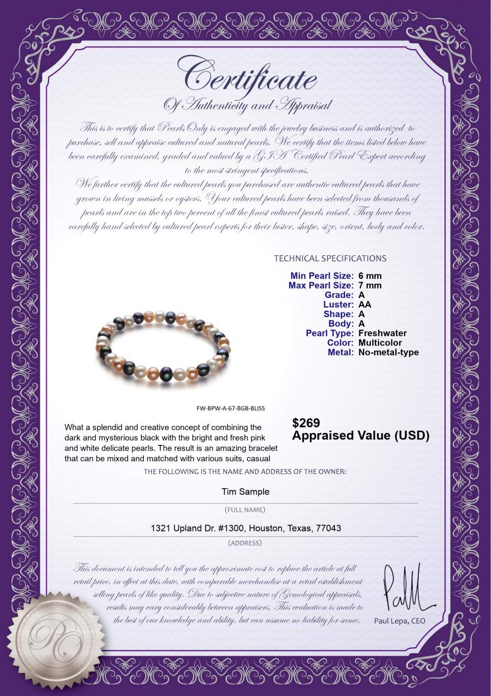 Bliss Multicolor 6-7mm A Grade Freshwater Cultured Pearl Bracelet for Women - Elegant Jewelry Gift for Anniversary, Wedding & Special Occasions