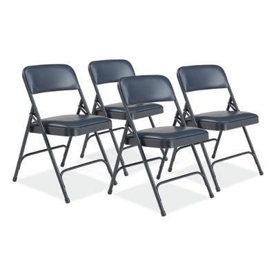 NPS Folding Chairs with Vinyl Seat - Set of 4 Heavy Duty Portable Chairs for Outdoor Events, Camping, Picnics & Home Use