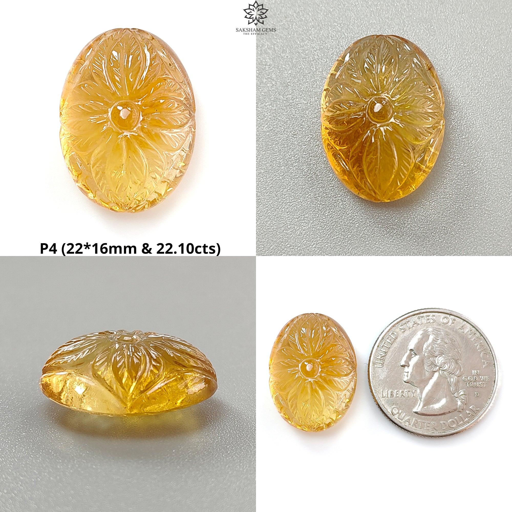 Natural Untreated Yellow Citrine Gemstone - Hand Carved Oval Shape 1pc for Jewelry Making | Healing Crystal, Birthstone Gift, Meditation Stone, Energy Stone Collection