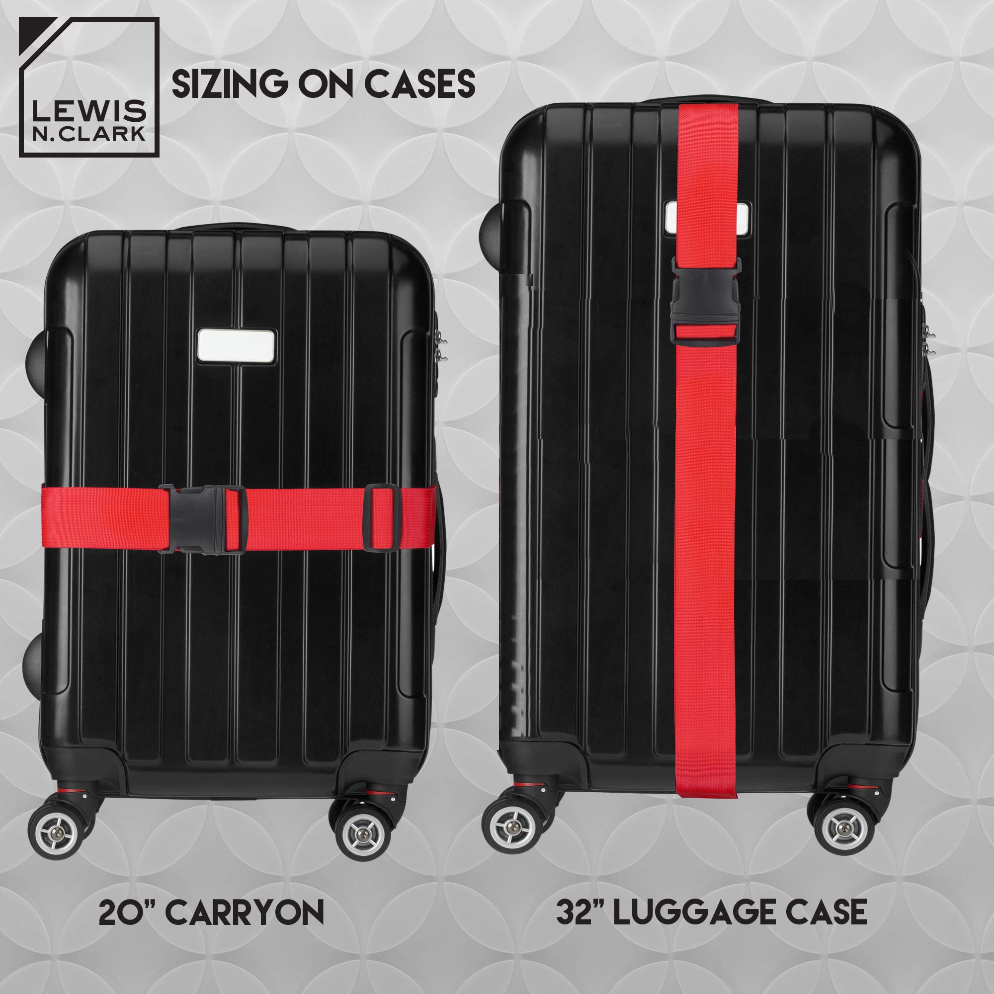 Lewis N. Clark Quick Release Luggage Belt - Adjustable Travel Tie Down Straps for Suitcase Security (Red) - Perfect for Airplane, Train & Cruise Travel Accessories