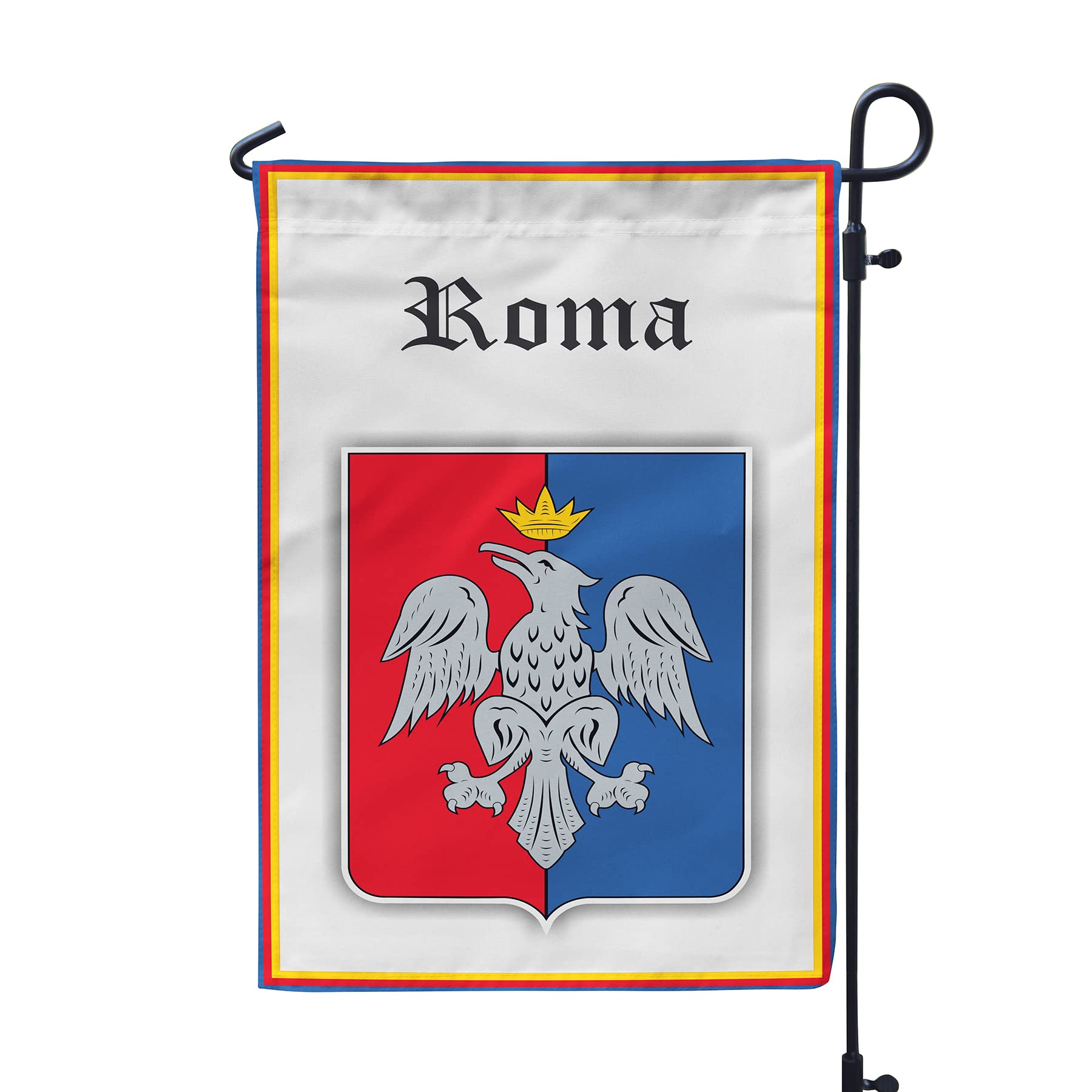 ROMA Italy Coat Of Arms 12x19 Inches Double Sided Garden Flag - Durable Outdoor Decoration for Yard, Patio & Football Fan Displays