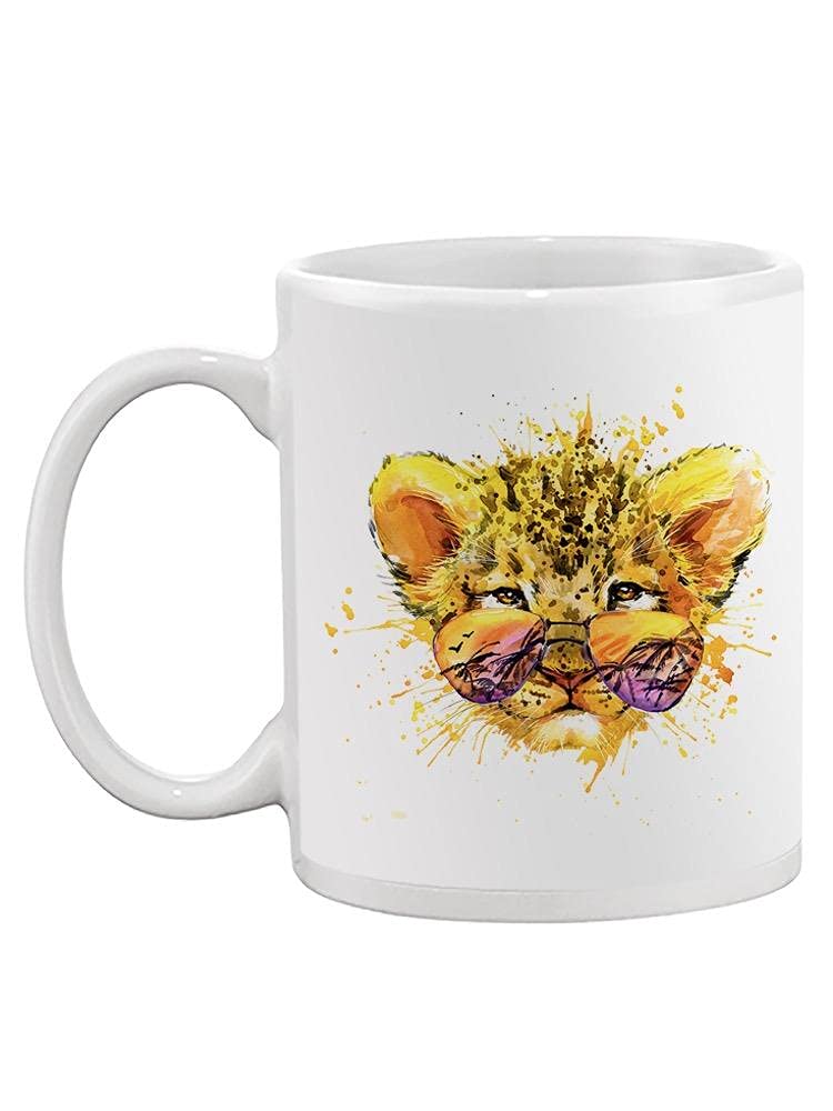 Smartprints Lion Cub With Sunglasses Coffee Mug - Funny Animal Design Ceramic Cup for Coffee, Tea & Hot Drinks - Perfect Gift for Men, Women, Office & Home Use