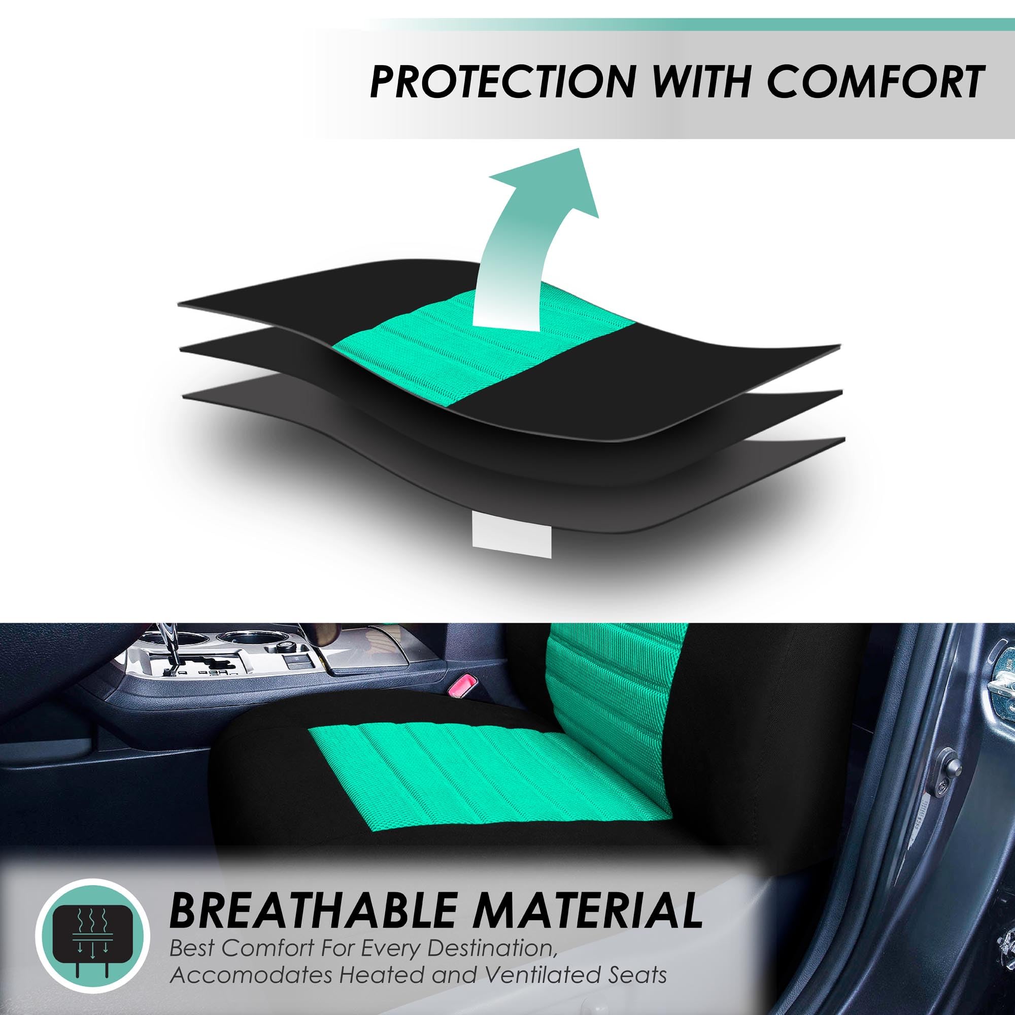 TLH 3D Air Mesh Car Seat Covers - Front Seats Only, Universal Fit for Cars & SUVs - Breathable & Airbag Safe for Comfort Driving