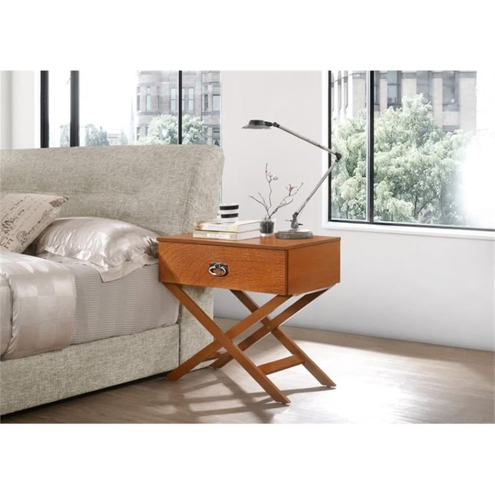 Solid Oak Xavier Nightstand with 1 Drawer - Modern Bedroom Furniture for Small Spaces | Bedside Table for Storage & Organization