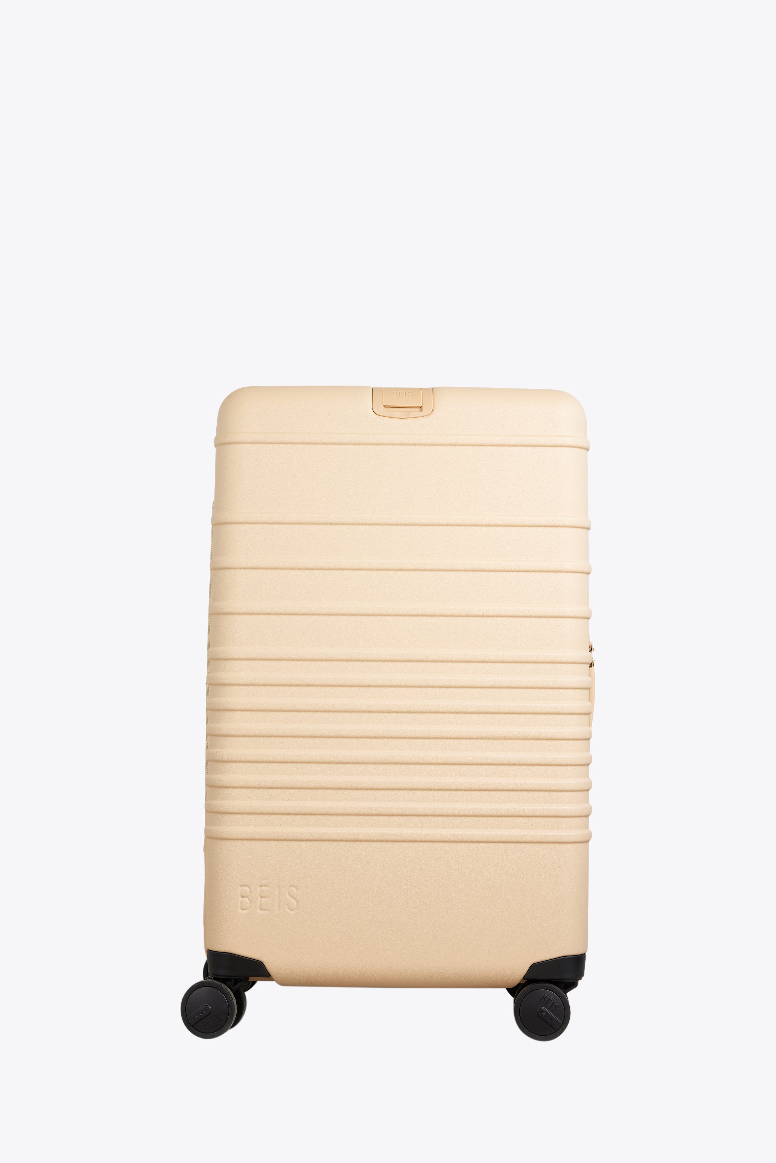 Beige Medium Check-In Roller Luggage - Lightweight Carry-On Suitcase for Travel, Business Trips & Weekend Getaways