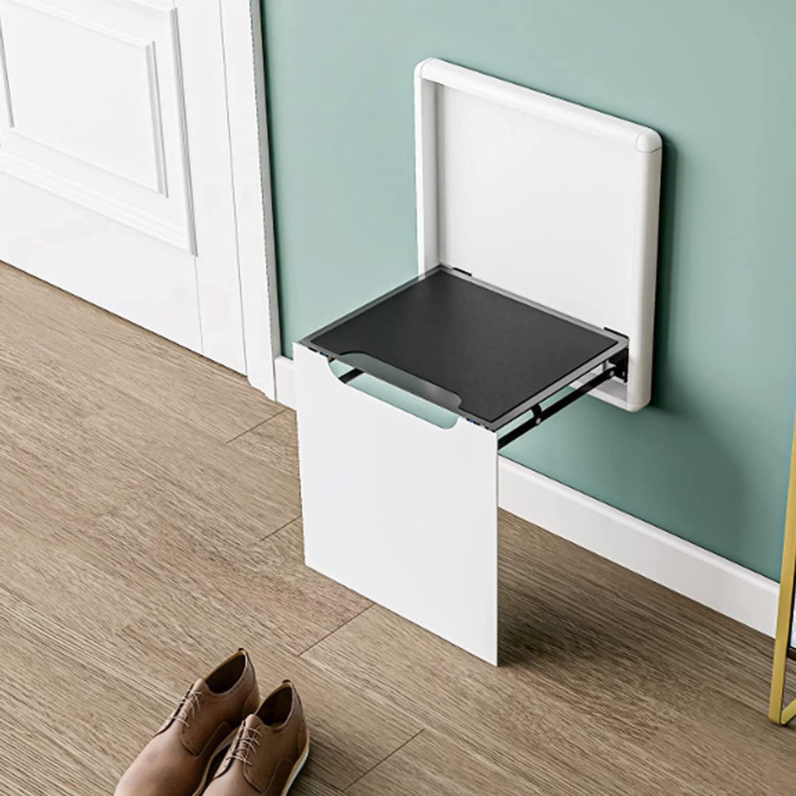 Wall-Mounted Invisible Shoe Changing Stool - Aluminum Alloy Folding Shower Chair & Retractable Entryway Bench for Hallway, Kitchen, Bathroom - 440 lbs Weight Capacity - Perfect for Small Spaces & Quick Shoe Changes