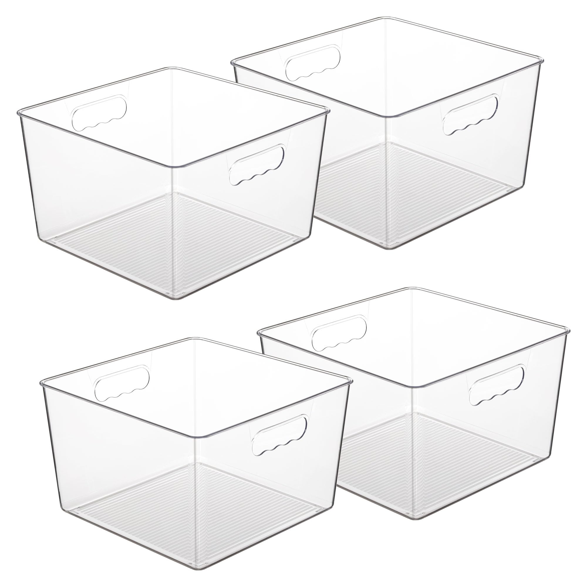 Vtopmart 4 Pack Extra Large Clear Plastic Storage Bins - 11x11 Inch Acrylic Organizer Square Containers with Handles for Pantry, Closet, Laundry Room, Kitchen & Bathroom Organization | Perfect for Under Sink Storage, Toy Organization & Home Decluttering