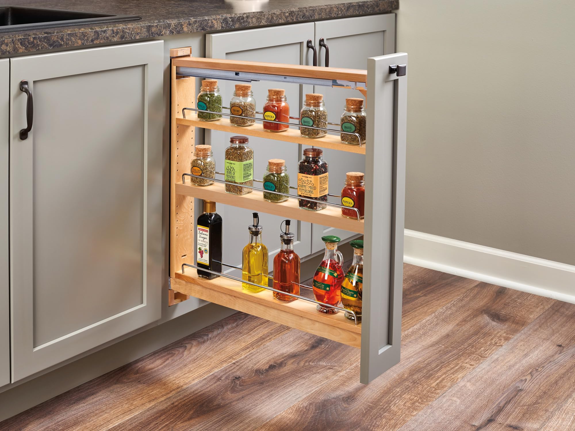 REV-A-SHELF Wood Base Cabinet Organizer Insert with Soft-Close Mechanism - Perfect for Kitchen, Bathroom & Pantry Storage Organization