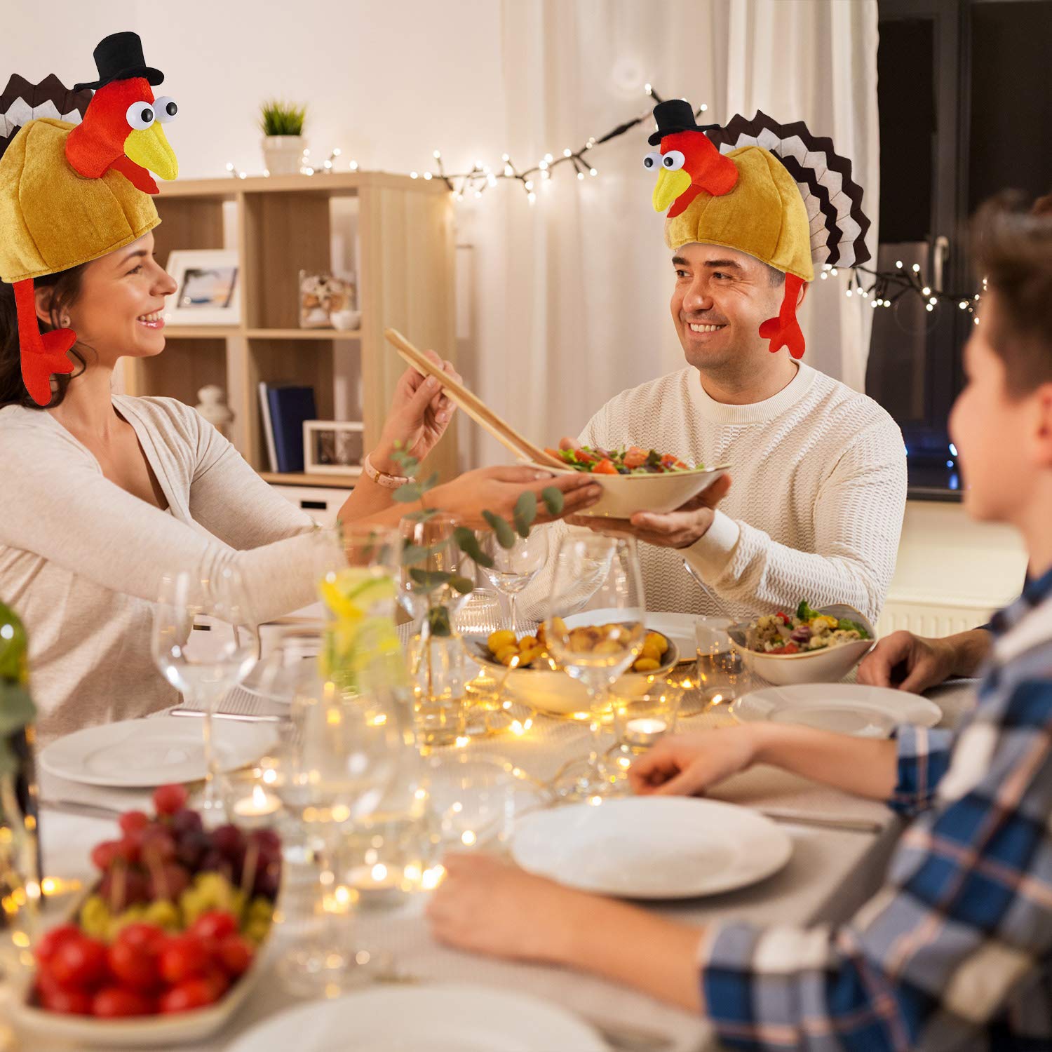 2 Pack Thanksgiving Turkey Hats - Fun Novelty Costume Hats for Thanksgiving Parties, Dress Up Accessories & Holiday Celebrations - Perfect for Family Gatherings, Turkey Trots & Festive Photo Booths