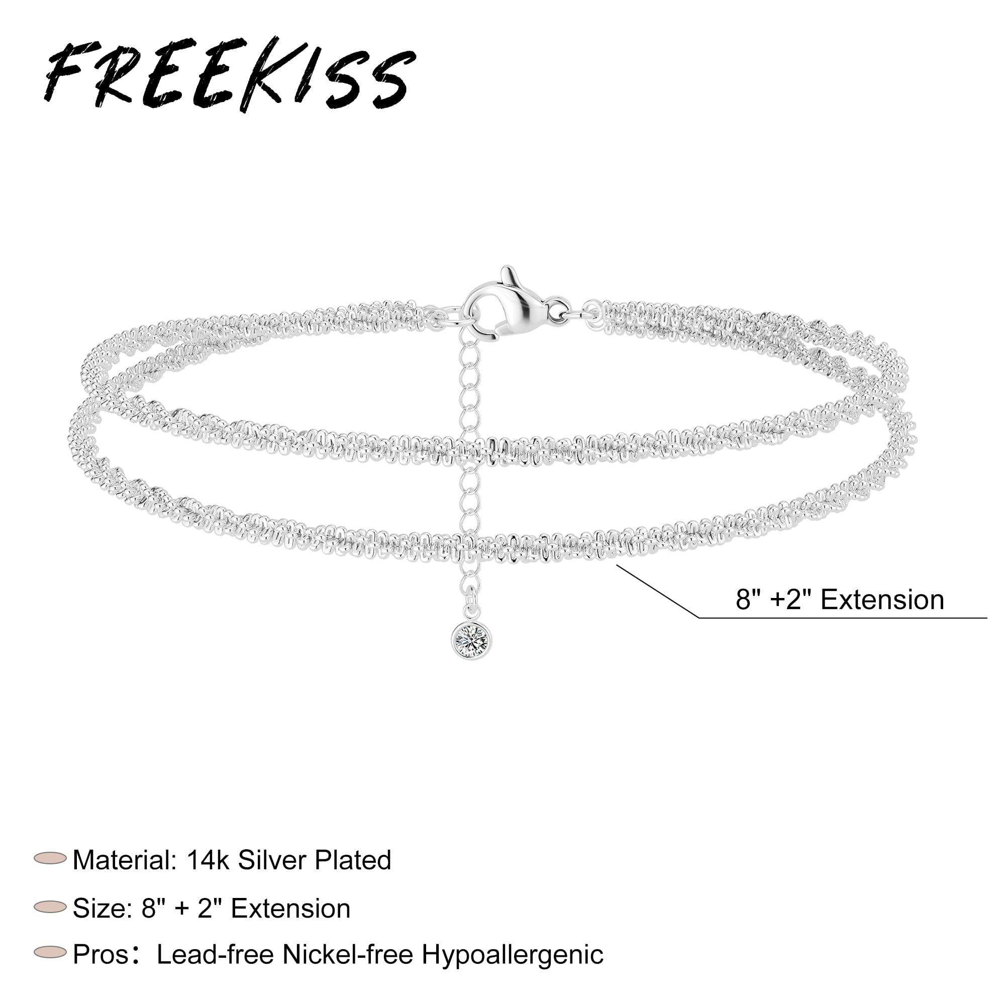 Sterling Silver Adjustable Ankle Bracelets for Women - Dainty Layered Waterproof Anklet Set, Stackable Figaro & Beaded Cuban Link Anklets | Perfect for Beach, Vacation & Everyday Jewelry