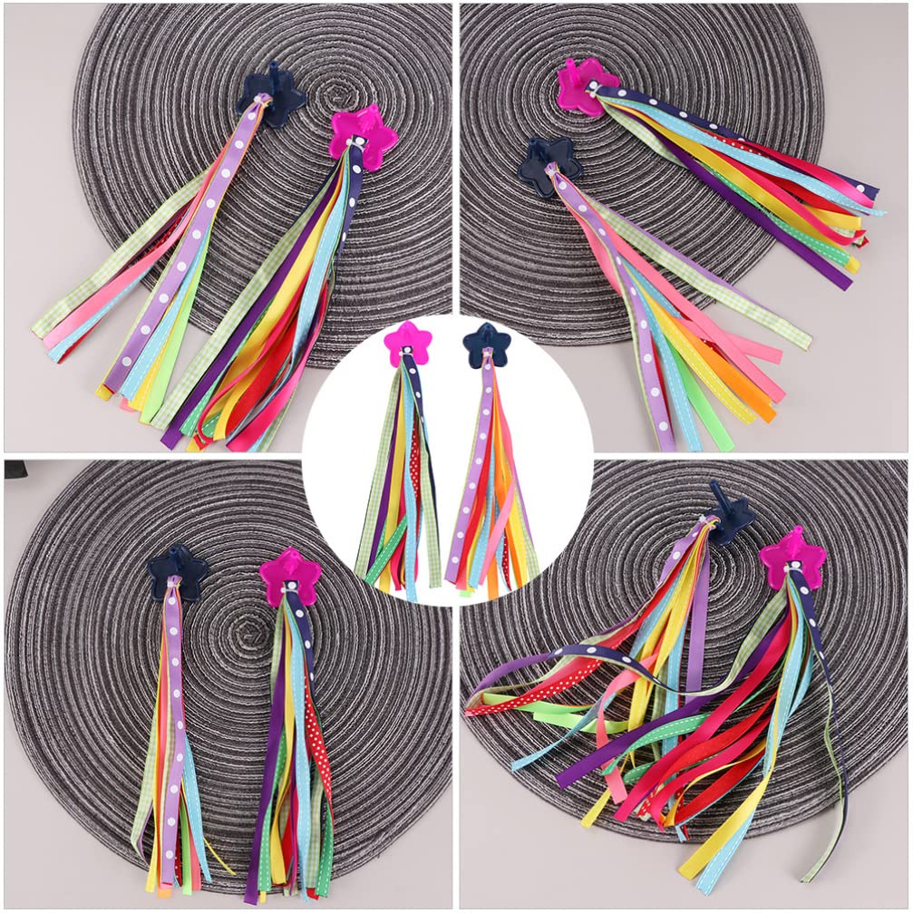 LIOOBO Kids Bike Handlebar Streamers - 1 Pair Decorative Tassels for Girls Bicycles & Scooters | Purple Ribbon Accessories for Children's Bikes | Perfect for Birthday Gifts & Outdoor Play