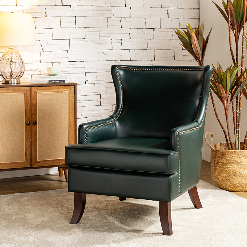 Mid Century Modern Vegan Leather Accent Armchair - Aurelia Stylish Lounge Chair for Living Room, Office & Reading Nook