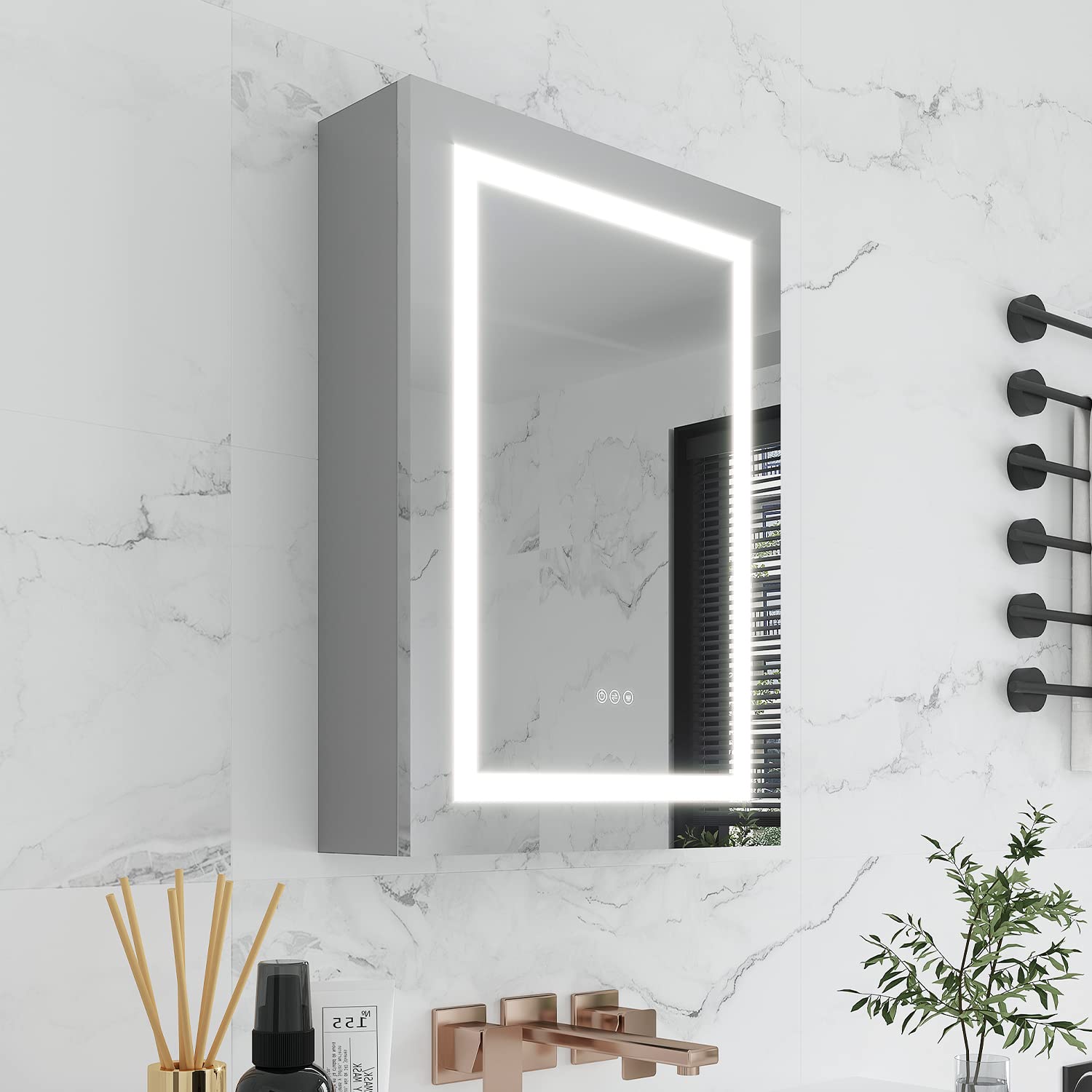 MIRPLUS 20x28 Inch LED Bathroom Medicine Cabinet with Mirror - Wall Mounted, Adjustable Shelves, Cold White Light & Motion Sensor (Single Door/Left Hinge) - Perfect for Modern Bathrooms, Vanities & Small Spaces