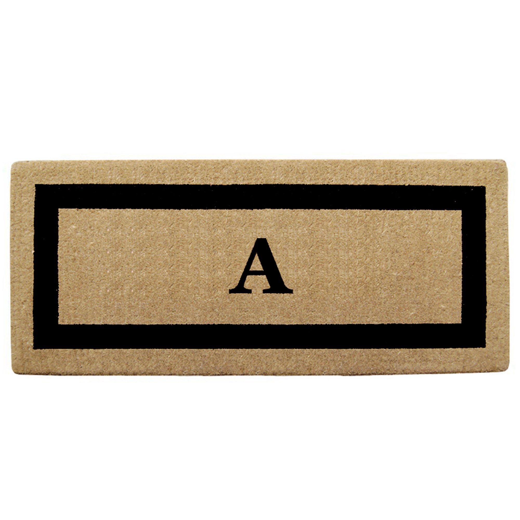 Premium 24x57 Inch Heavy Duty Coco Coir Doormat - Black Single Picture Frame with Monogram, Perfect for Entryway, Patio or Home Decor Gift