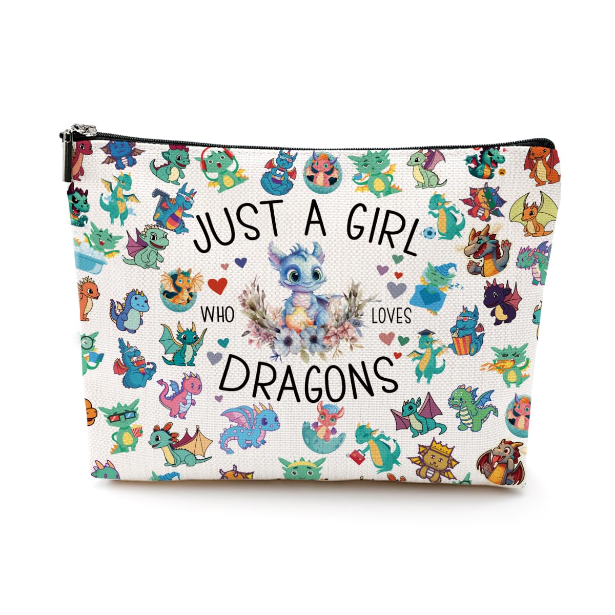 Dragon Lover Cosmetic Bag - Cute Makeup Pouch for Women & Teens | Perfect Gift for Best Friend, Sister, BFF | Nurse, Thanksgiving, Graduation, Christmas, Birthday | Funny Friendship Gifts & Dragon Decor