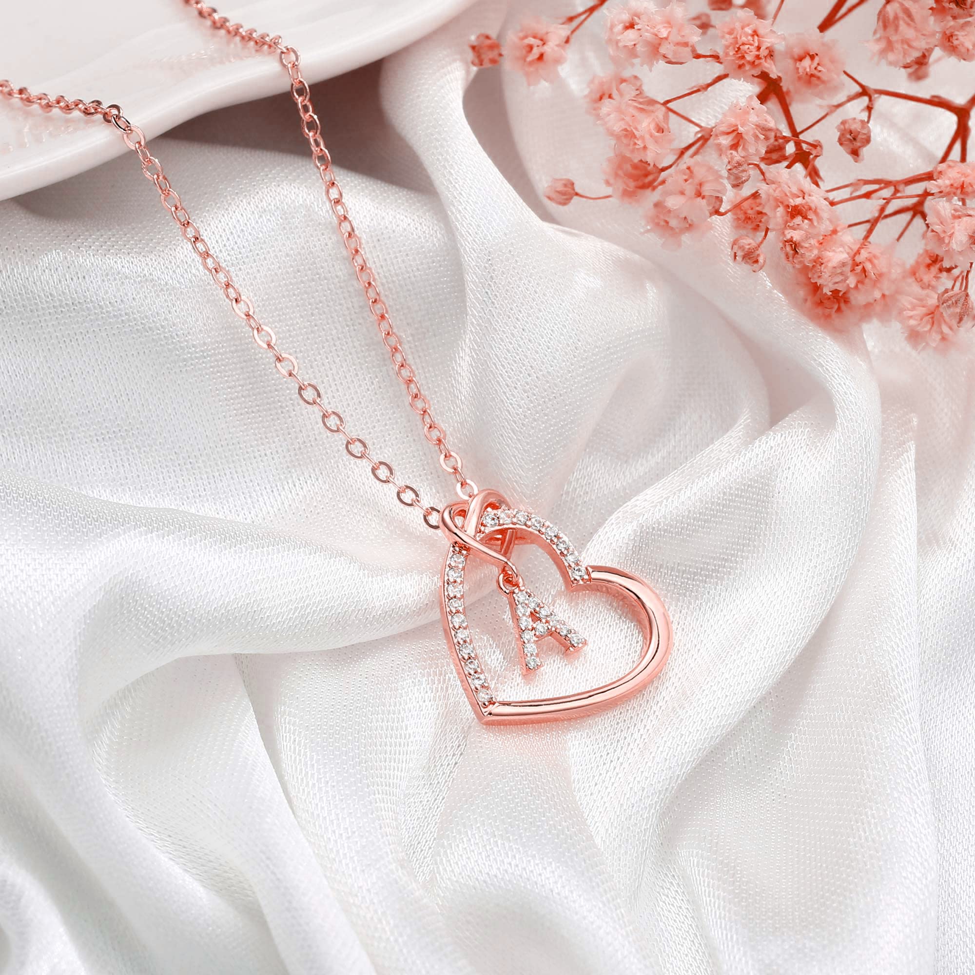 Sterling Silver Heart Initial Necklace for Women & Girls - S925 Personalized Letter Jewelry, Birthday & Anniversary Gift for Her, Mom, Wife, Girlfriend | Perfect for Valentine's Day, Date Night & Special Occasions