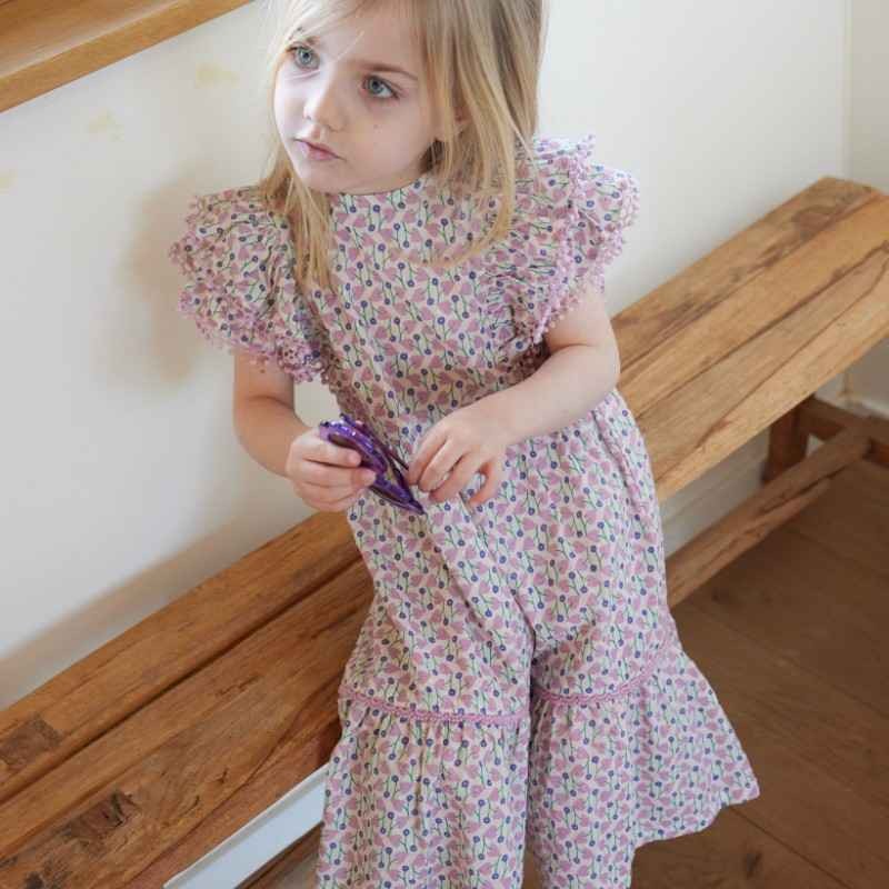Bonheur du Jour Paris Tennessee Girl Dress in Mauve - Elegant Floral Print Party Dress for Special Occasions & Photo Shoots