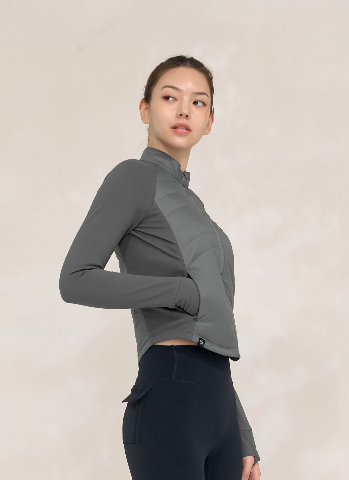 Lightweight Padded Mock Neck Jacket with Finger Hole - Warm Winter Coat for Women, Outdoor Hiking, Running & Casual Wear