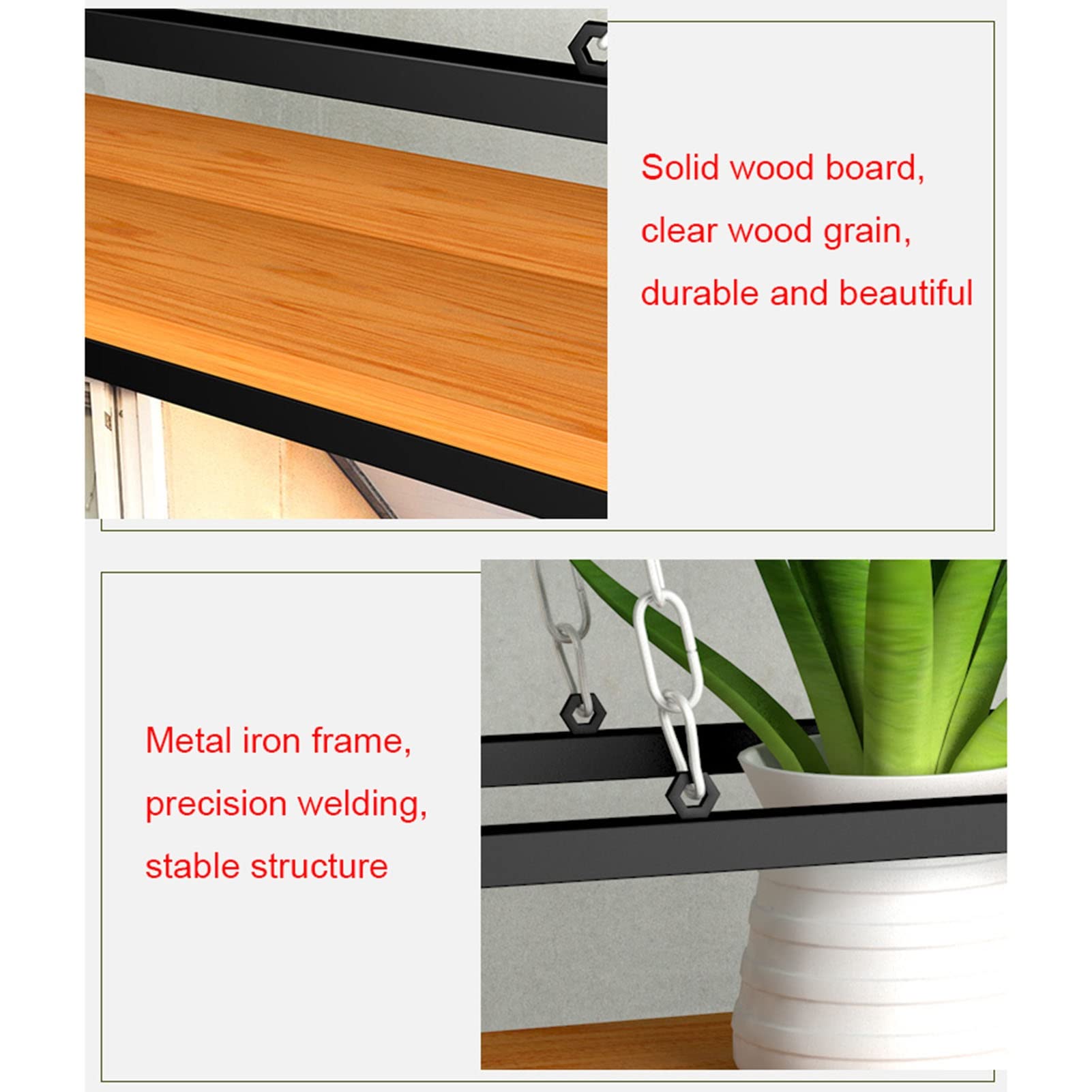 Industrial Floating Shelves for Kitchen & Bar - Solid Wood & Metal Iron Ceiling Shelf, Wall Mounted Pot Pan Rack, Hanging Basket for Storage & Decoration - Perfect for Restaurant, Home Decor & Flower Display