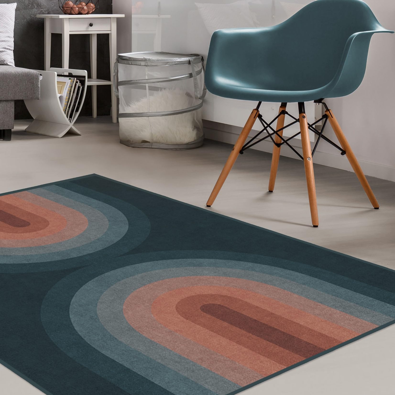 Ruggable Washable 3x5 Area Rug - Absida Teal | Premium Non-Slip Rug for Living Room, Bedroom, Kitchen, Office & Classroom | Waterproof & Pet-Friendly with Gripper Pad | Perfect for High-Traffic Areas & Home Decor
