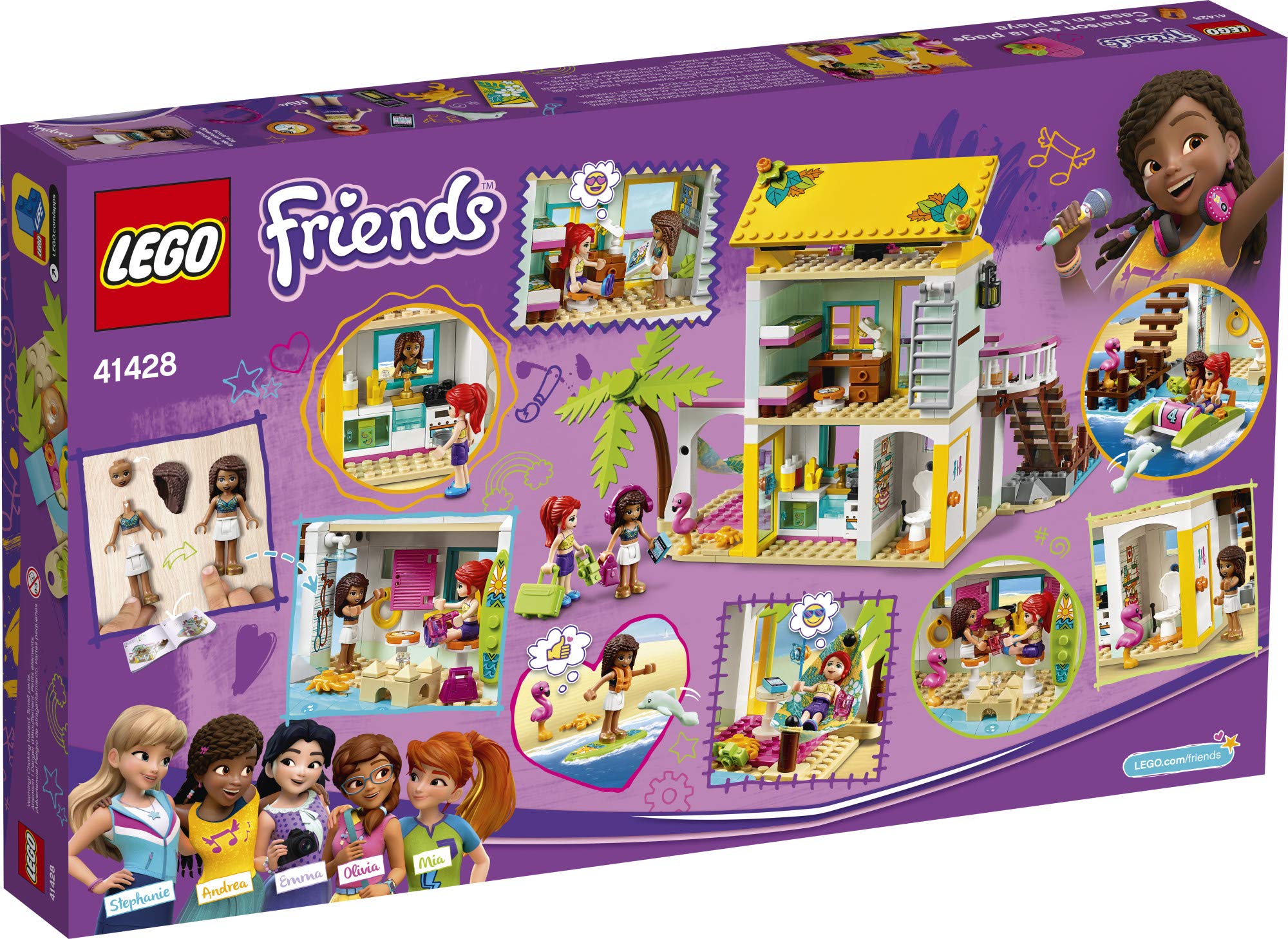 LEGO Friends Beach House 41428 Building Kit - 444 Pieces Creative Construction Toy for Kids, Perfect for Summer Adventures & Beach Themed Playtime