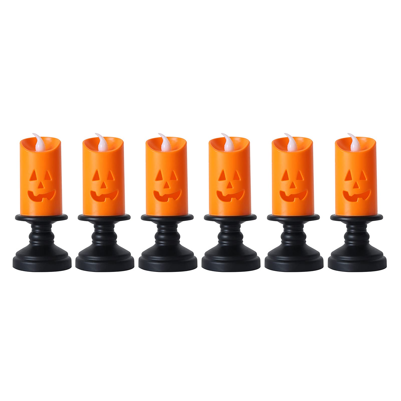 ONWRACE 6-Pack Flameless LED Pumpkin Candles - Battery Operated, Flickering Halloween Decor for Home, Party, Table Centerpiece - Safe & Portable Orange LED Candles for Indoor & Outdoor Use