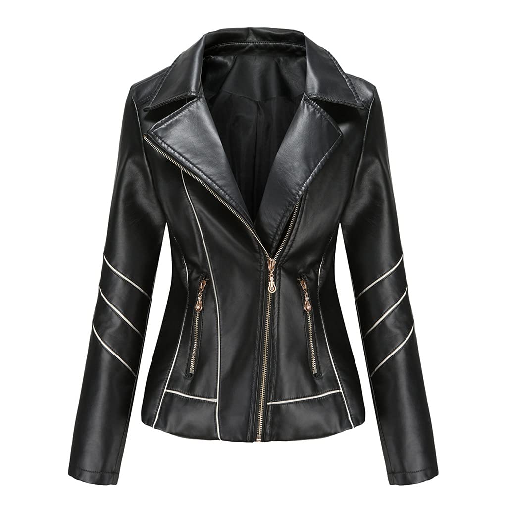 YFQHDD Women's Faux Leather Jacket - Oversized Boyfriend Style Biker Coat, Streetwear Outerwear (Black, Size 2XL) | Perfect for Fall Fashion, Motorcycle Riding & Casual Outfits