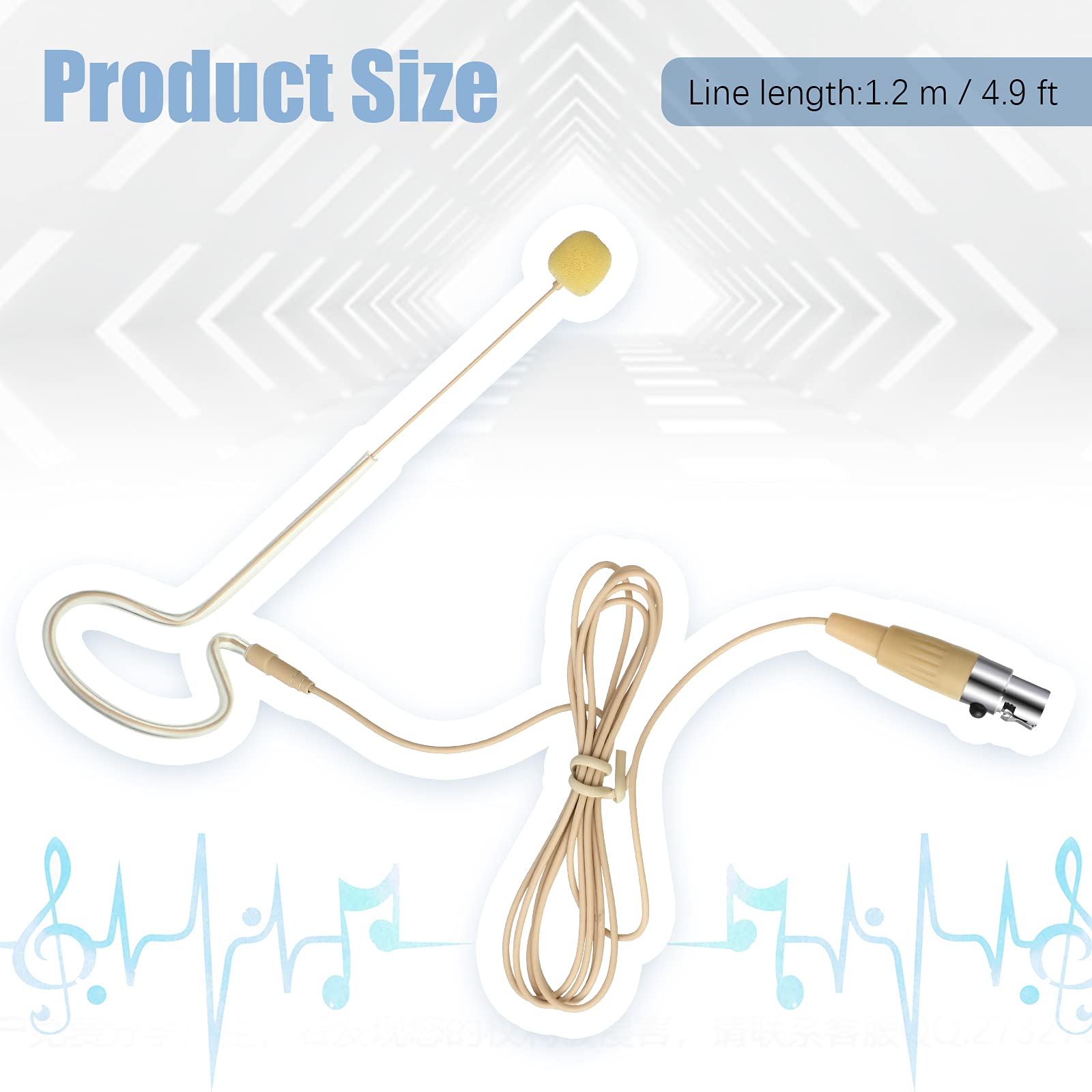 TOODOO Mini XLR Headset Microphone - In-Ear Back Electric Mic with 4-Pin Mini XLR Cable & Windscreens - Compatible with Shure (Beige, 2 Pack) - Perfect for Podcasting, Live Streaming & Stage Performances