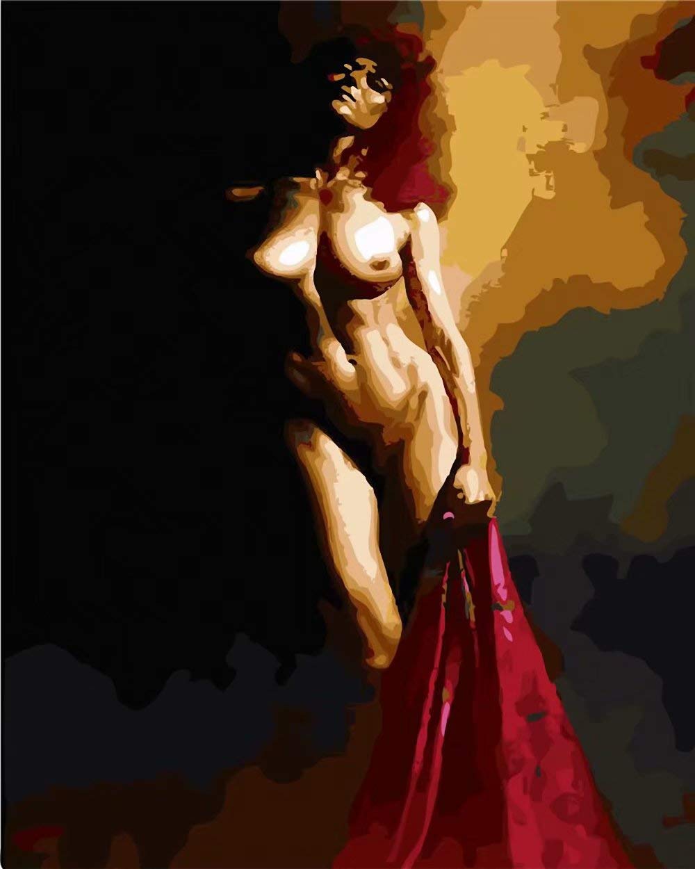DIY Oil Painting by Numbers Kit for Adults - Nude Woman Artwork 40x50cm with Brushes & Paints | Home Wall Decor, Gift for Artists, Relaxation & Stress Relief