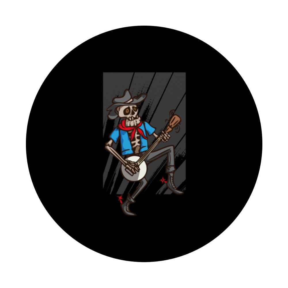 Banjo PopSockets Swappable PopGrip - Skeleton Playing Banjo Music Instrument Design - Perfect for Banjo Players & Music Lovers