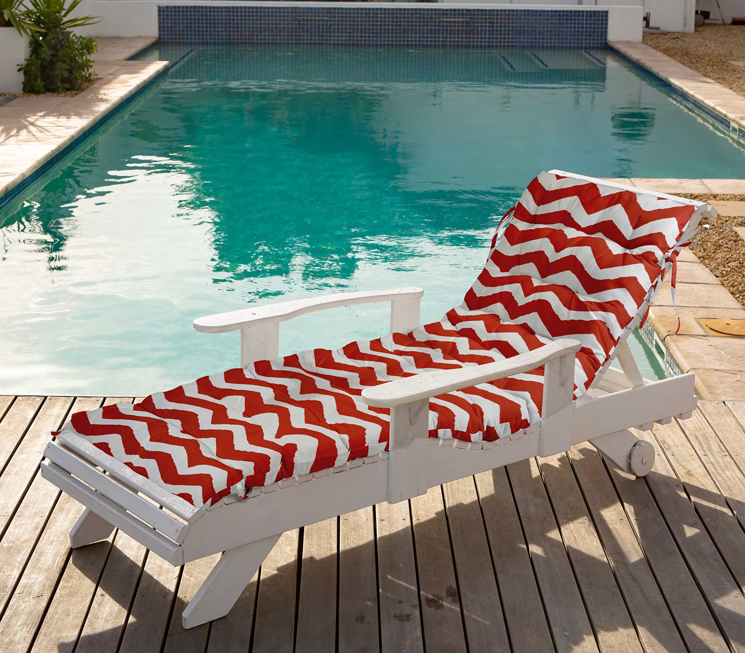 Quilted Thick Padded Seat Cushion for Rocking Chair, Sofa, Chaise Recliner - 74 x 23 Inches - Red - Perfect for Outdoor Garden, Terrace, and Bench Use