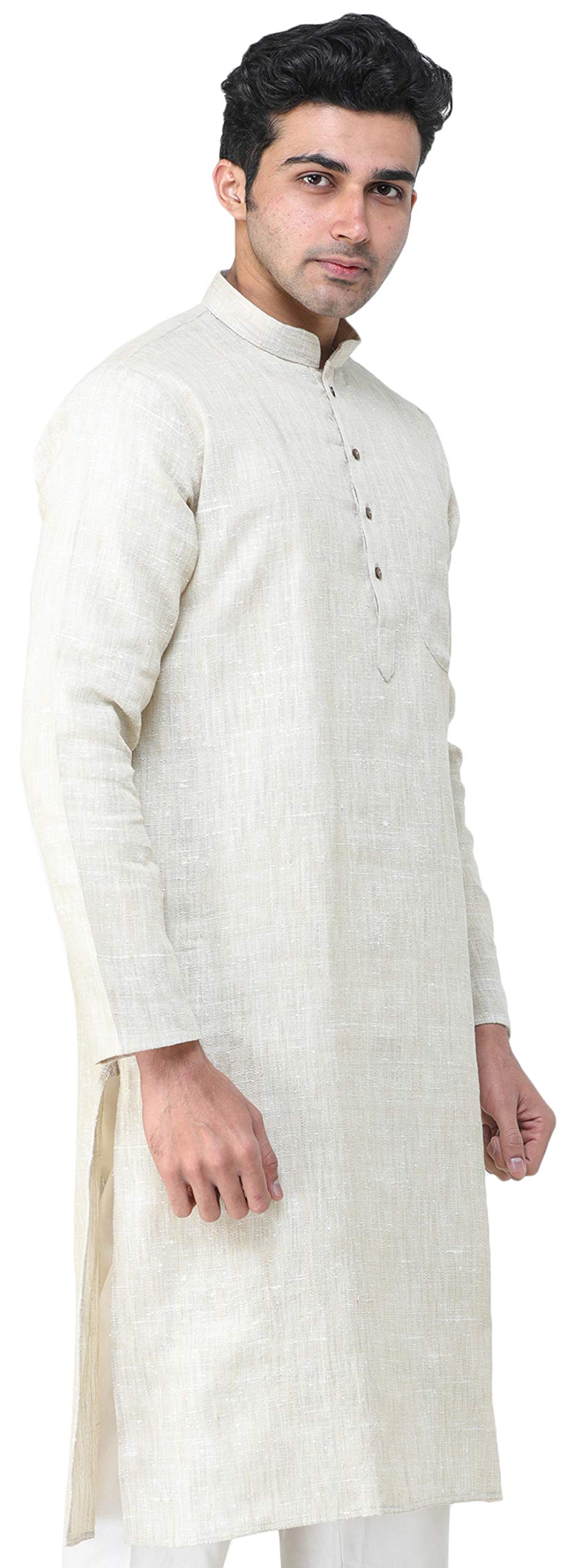 Exotic India Pure Handspun Charkha Cotton Kurta Pajama Set | Traditional Indian Ethnic Wear for Men | Perfect for Festivals, Weddings & Cultural Events