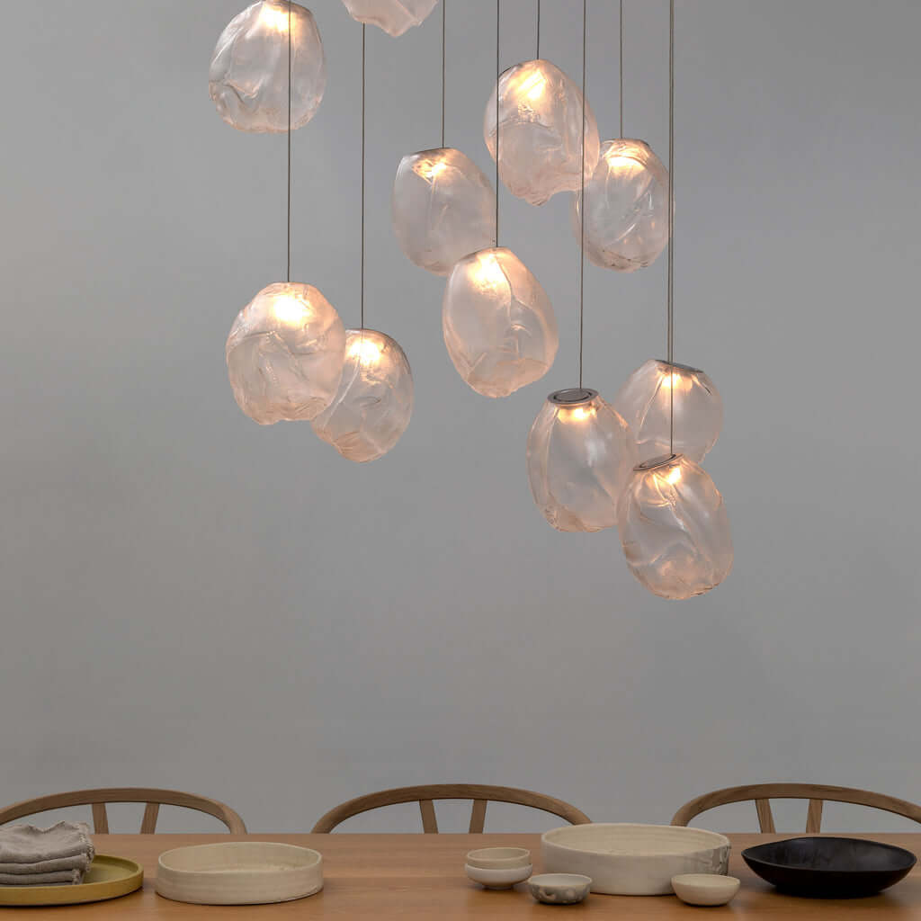 Stylish Blowing Liquid Glass Pendant Light - Modern Handcrafted Glass Chandelier for Dining Room, Kitchen Island & Bedroom Decor