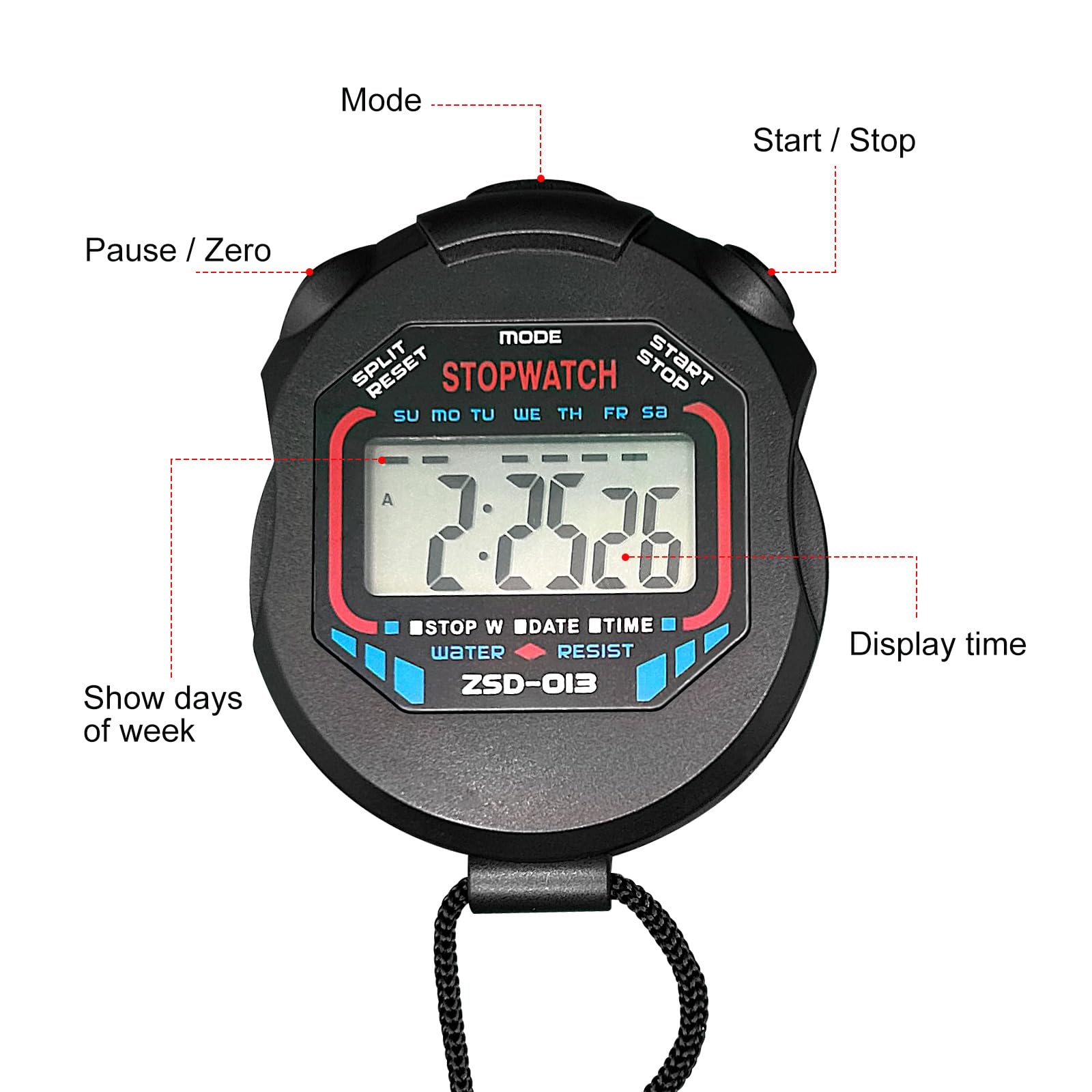 Professional Digital Stopwatch with Large Display - Multi-Function Sports Timer for Track & Field, Swimming, Coaching - Style A | Perfect for Athletes, Trainers & Gym Workouts
