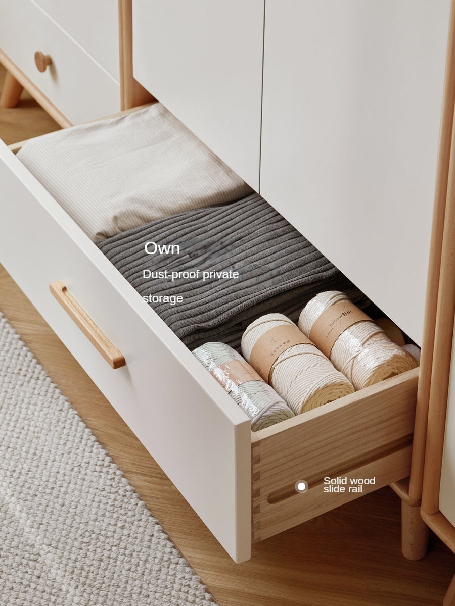Solid Beech Wood Wardrobe Set - Modern Closet Organizer for Bedroom, Living Room & Office Storage