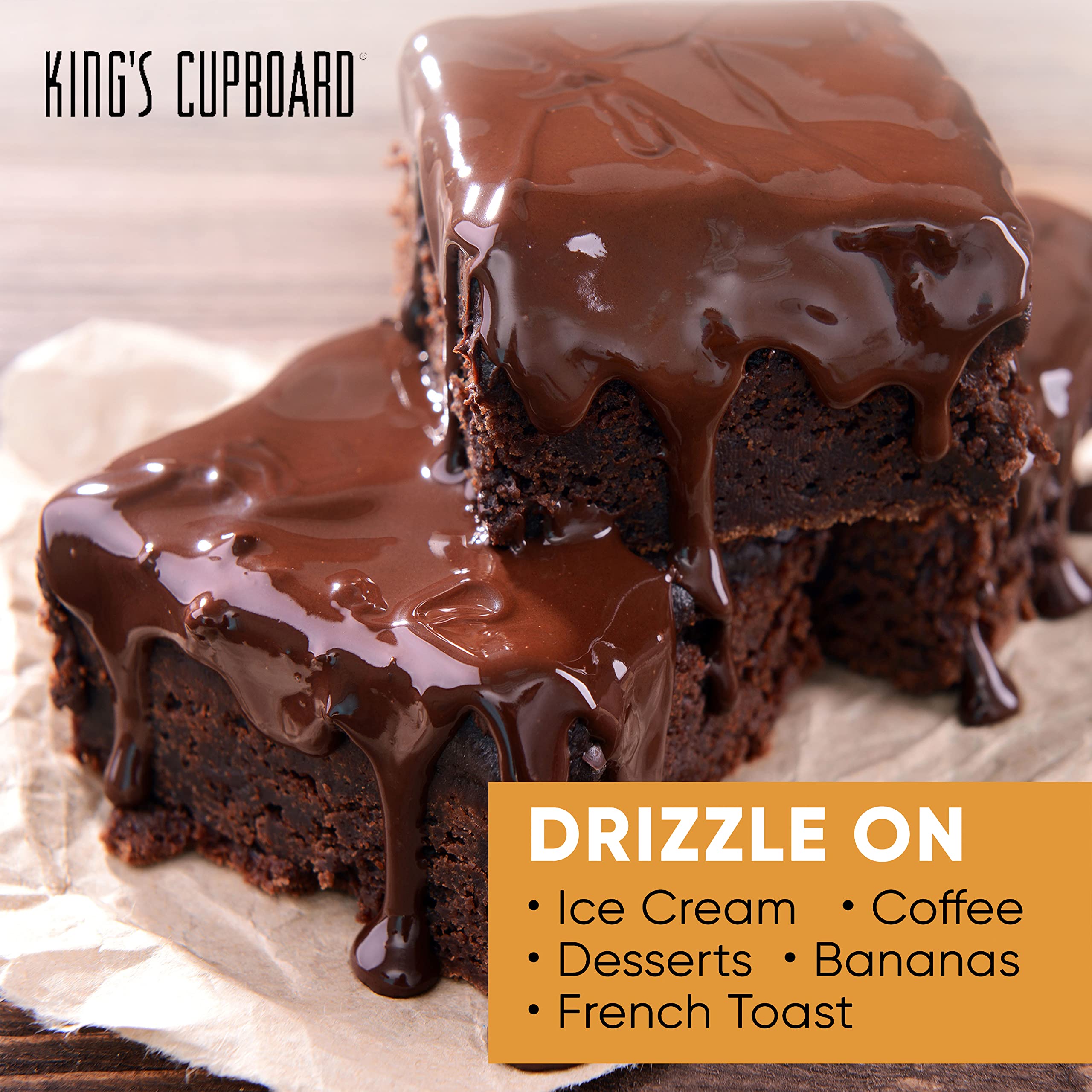 King's Cupboard Ice Cream Toppings Gift Set - 2 Jars of Cream Caramel & Bittersweet Chocolate Sauce | Gourmet Dessert Topping for Ice Cream, Fruit Dip, Coffee Syrup, Pancakes & Waffles | Perfect for Parties, Gifts & Home Desserts