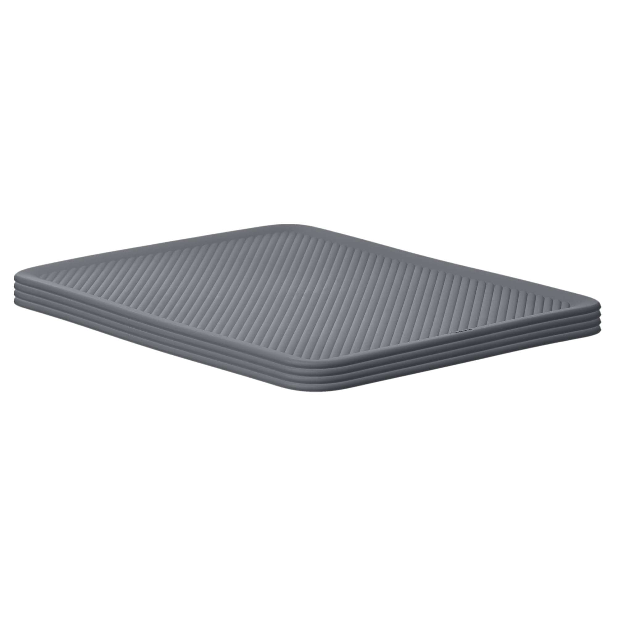 Superio Ribbed Collection - 4 Pack Large Grey Plastic Storage Bin Lids for 15/22 Liter Organizer Baskets | Decorative Home Storage Solution for Closet, Shelves & Drawer Organization | Perfect for Bedroom, Bathroom & Office Storage Needs